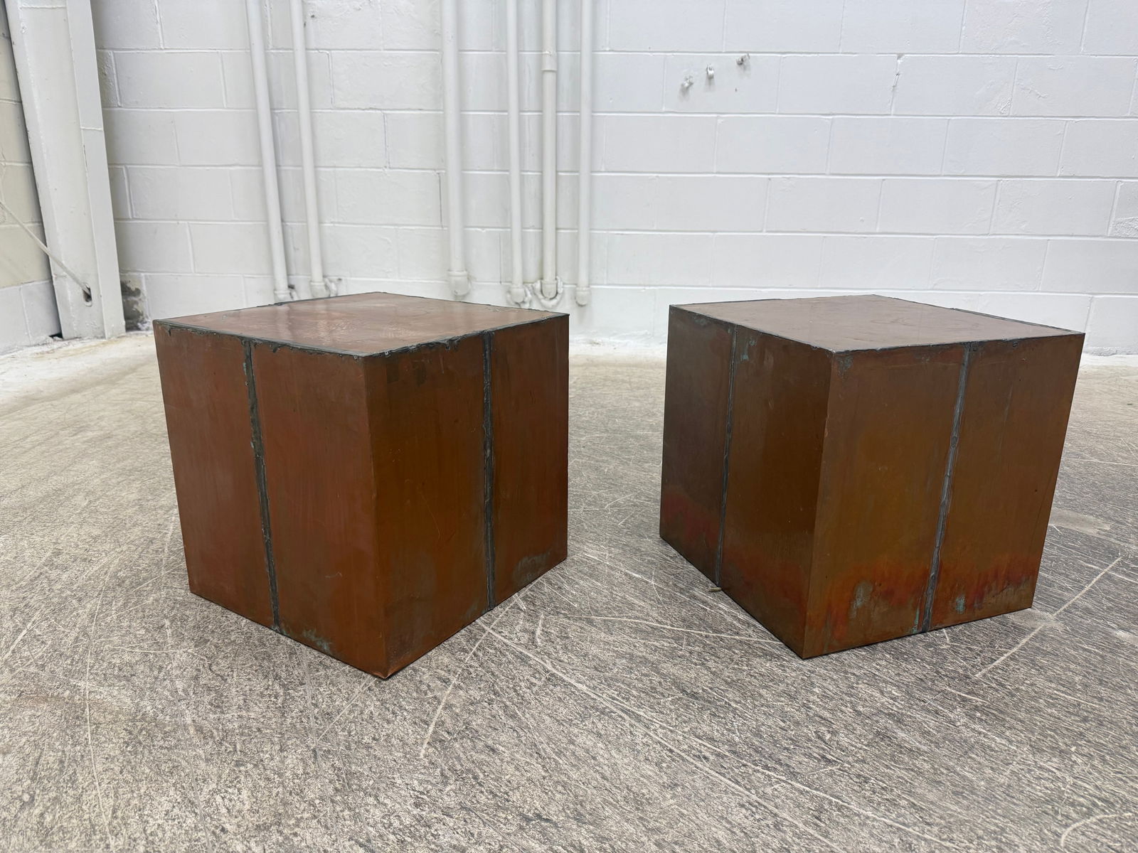 Brutalist Copper Cubes - Pair - 4