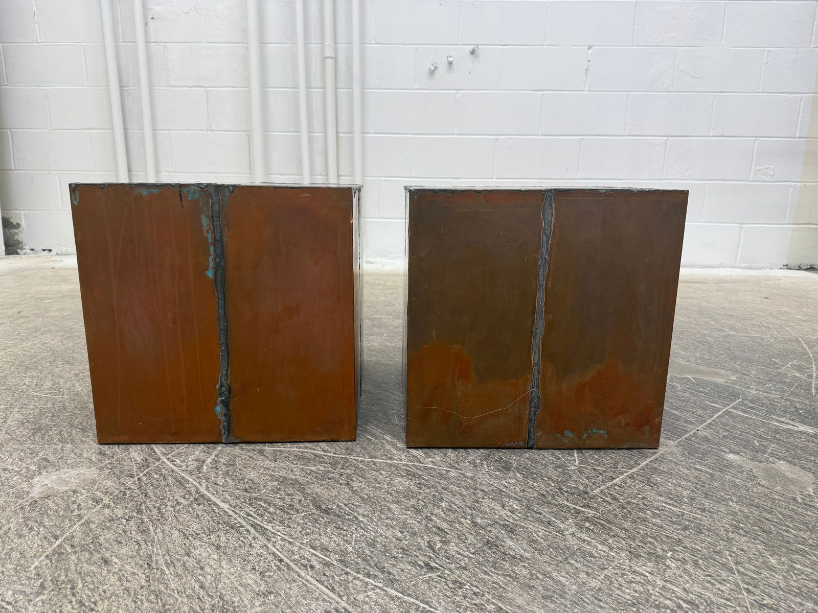 Brutalist Copper Cubes - Pair - 7