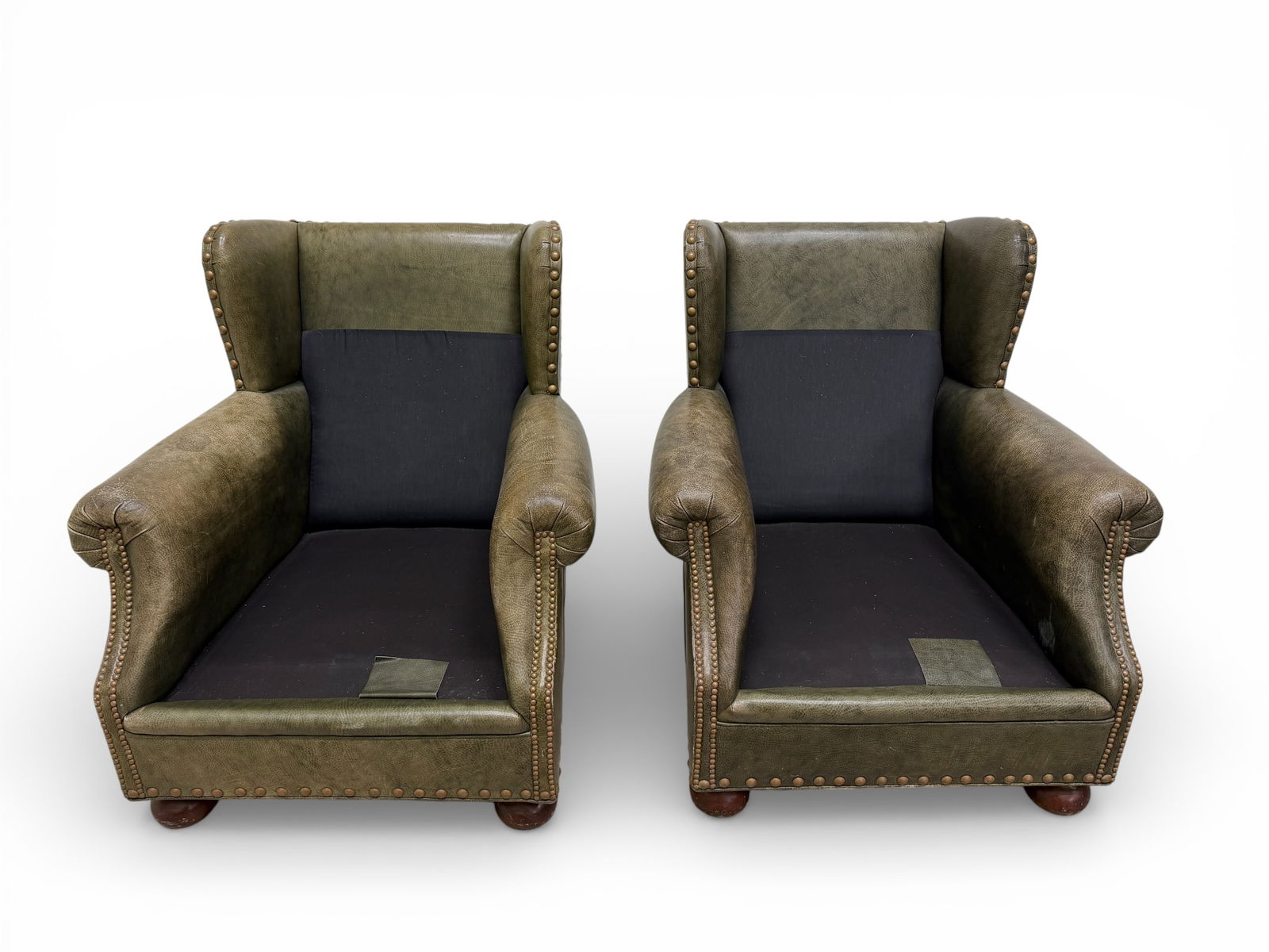 Leather Wingback Chairs - Pair - 14