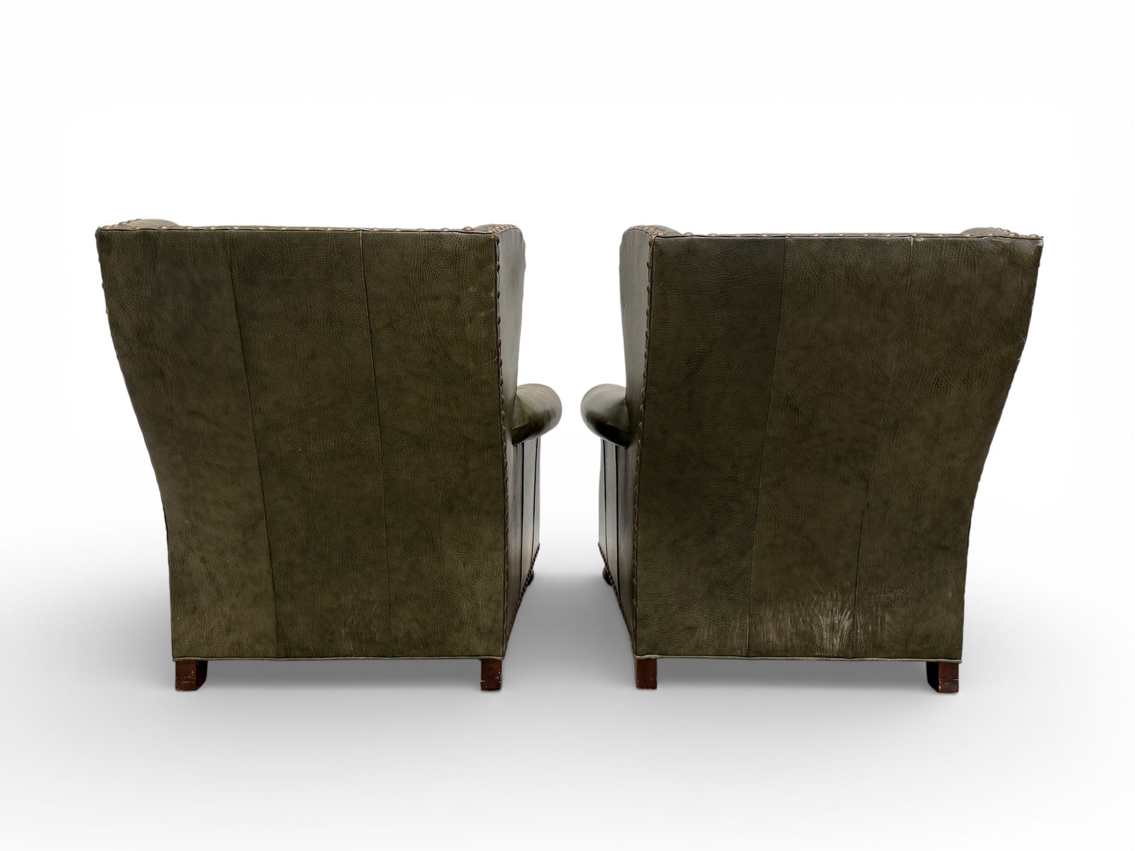 Leather Wingback Chairs - Pair - 18