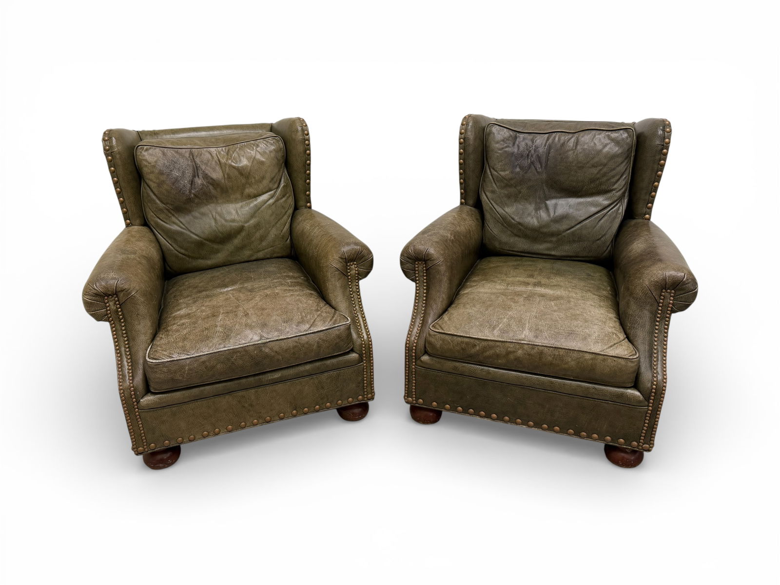 Leather Wingback Chairs - Pair (1 of 20)