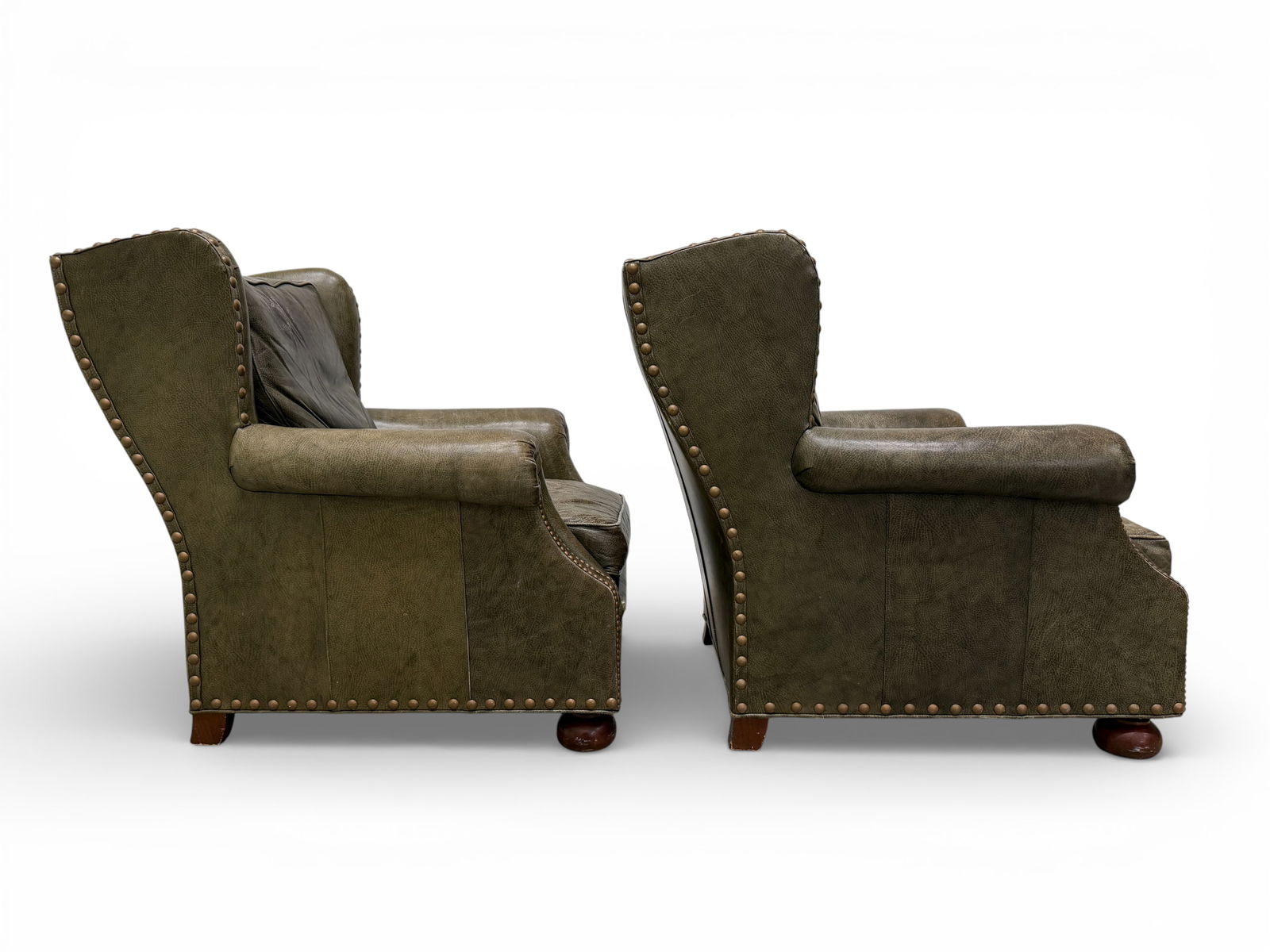 Leather Wingback Chairs - Pair - 20