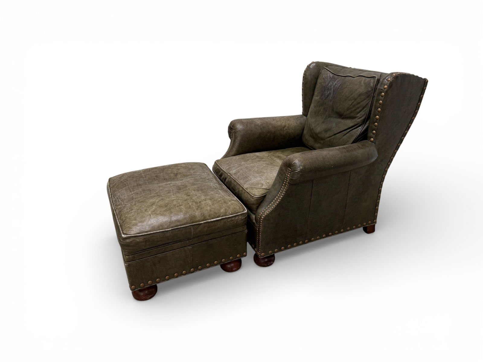 Leather Wingback Chairs - Pair - 3