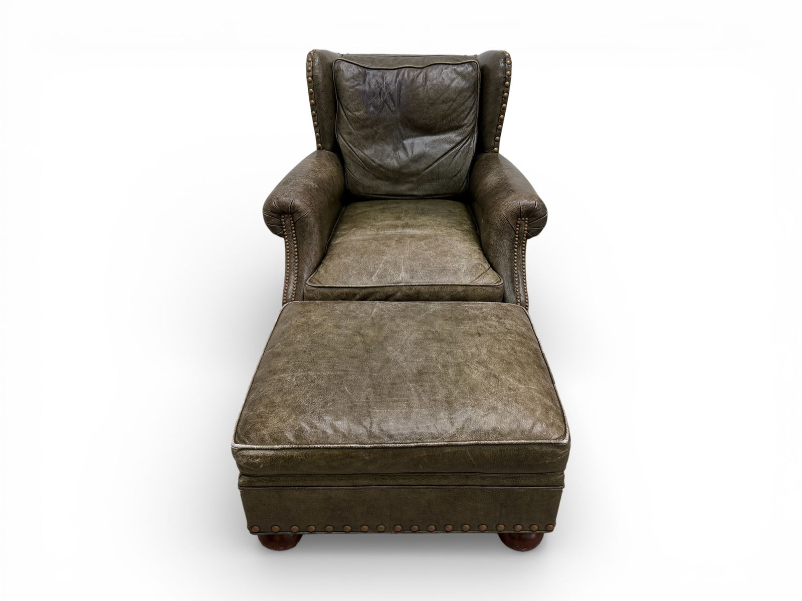 Leather Wingback Chairs - Pair - 4