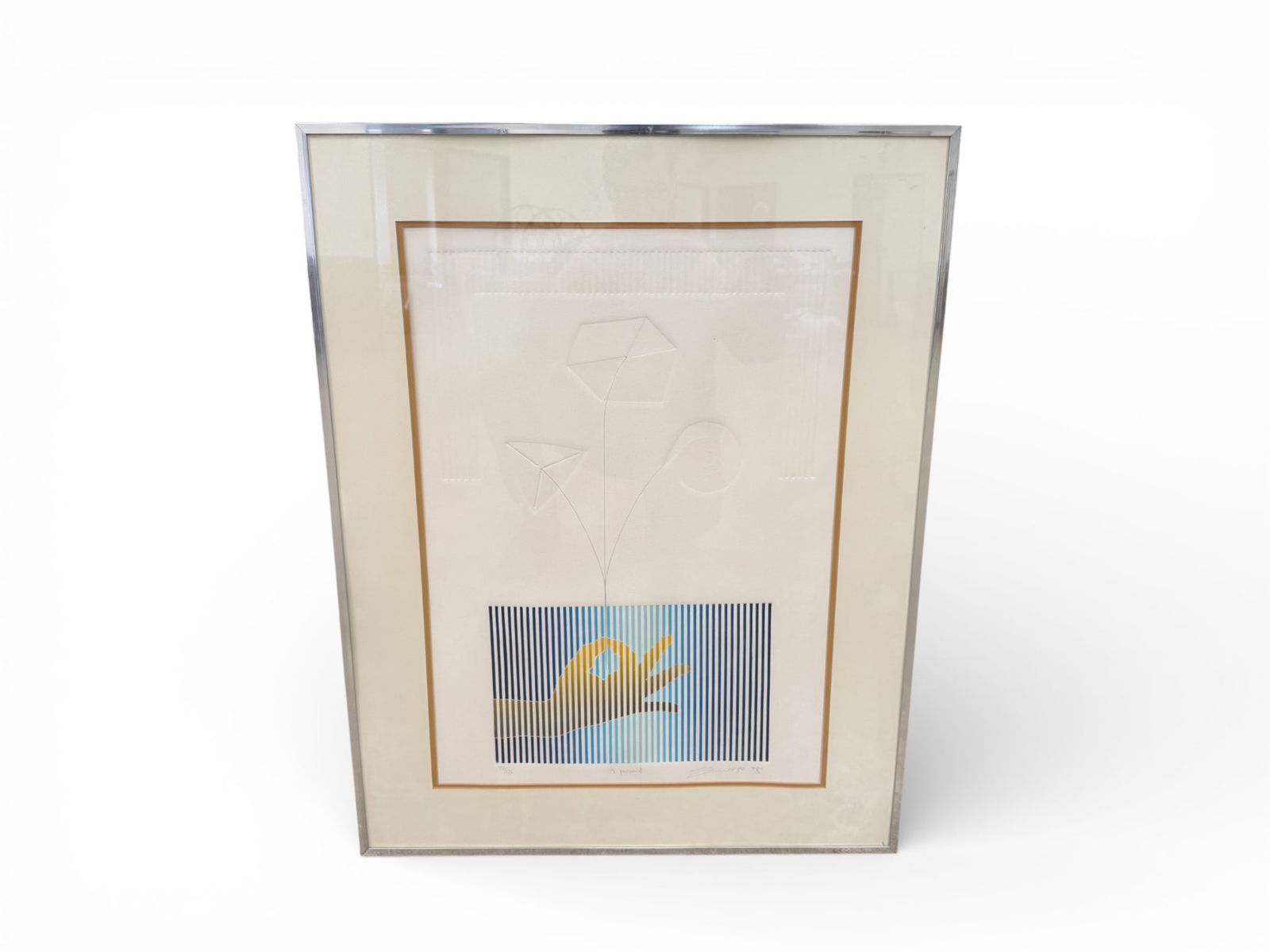 Signed Sten Kallin - Swedish Computer Graphic Art: A computer graphic and silkscreen print titled "Computer Paragraph" created by artists Sture Johannesson and Sten Kallin in collaboration. Dimensions: H: 35" W: 27.5" D: 1" Sight Dimensions: H: 26" W: