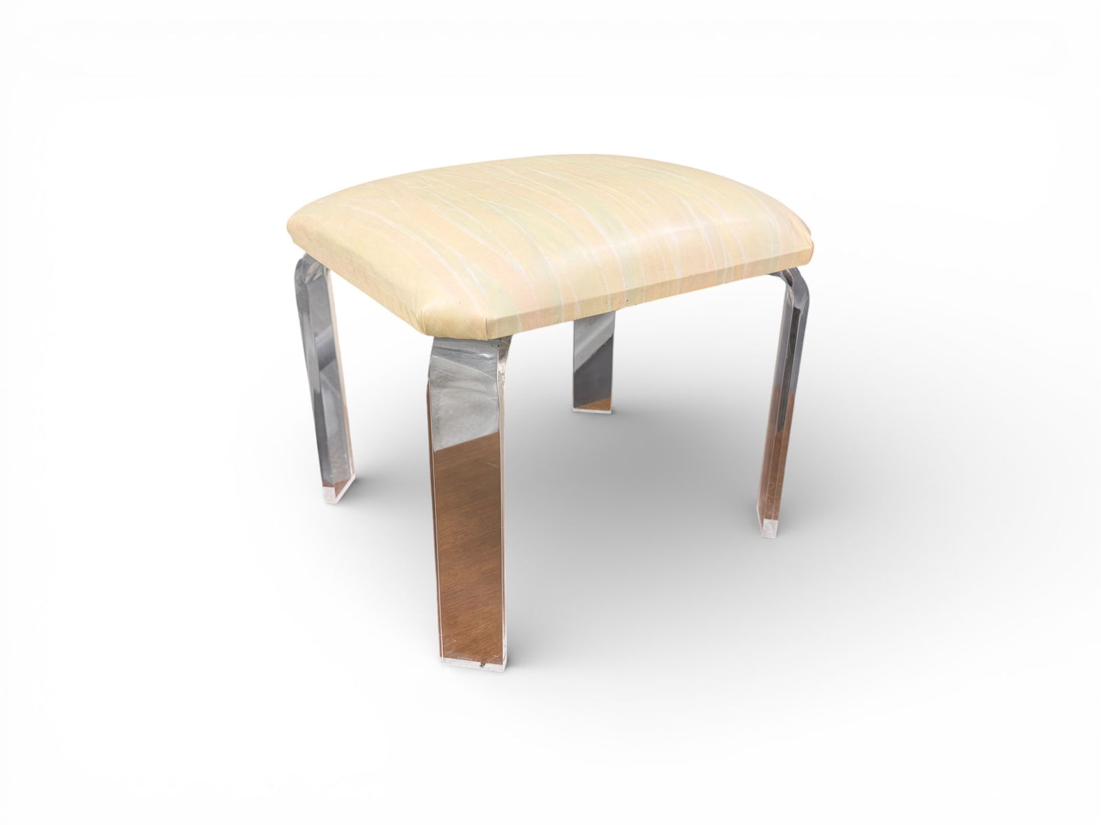 Lucite Stool with Pastel Vinyl Upholstery (1 of 10)