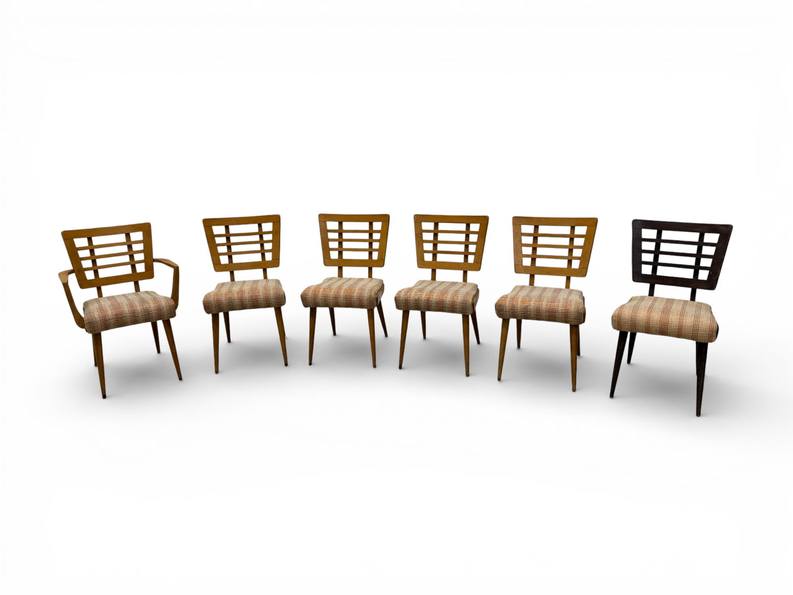 Birchcraft Dining Table and Chairs - 7 pc.: A mid century modern Birchcraft for Baumritter six piece dining set. Includes a butterfly drop leaf table, 5 side chairs and 1 arm chair Chair Dimensions: H:34" W:23" D:21" Seat Height:19" Table Dimen