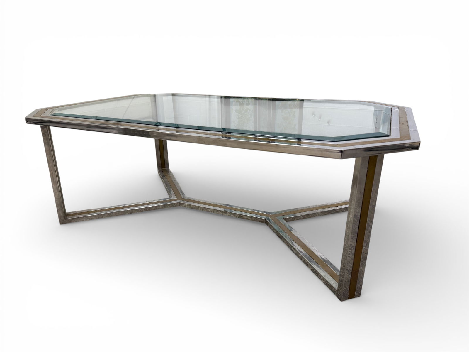 Romeo Rega Chrome & Brass Glass Coffee Table (1 of 10)