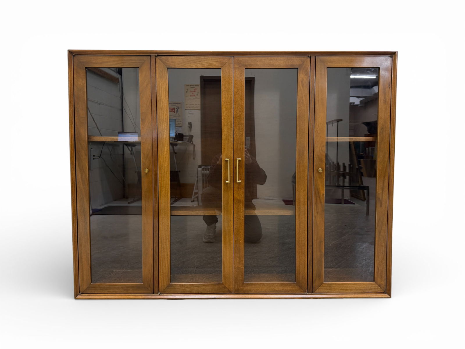 Furnette Walnut Display Cabinet with Brass Pulls (1 of 10)