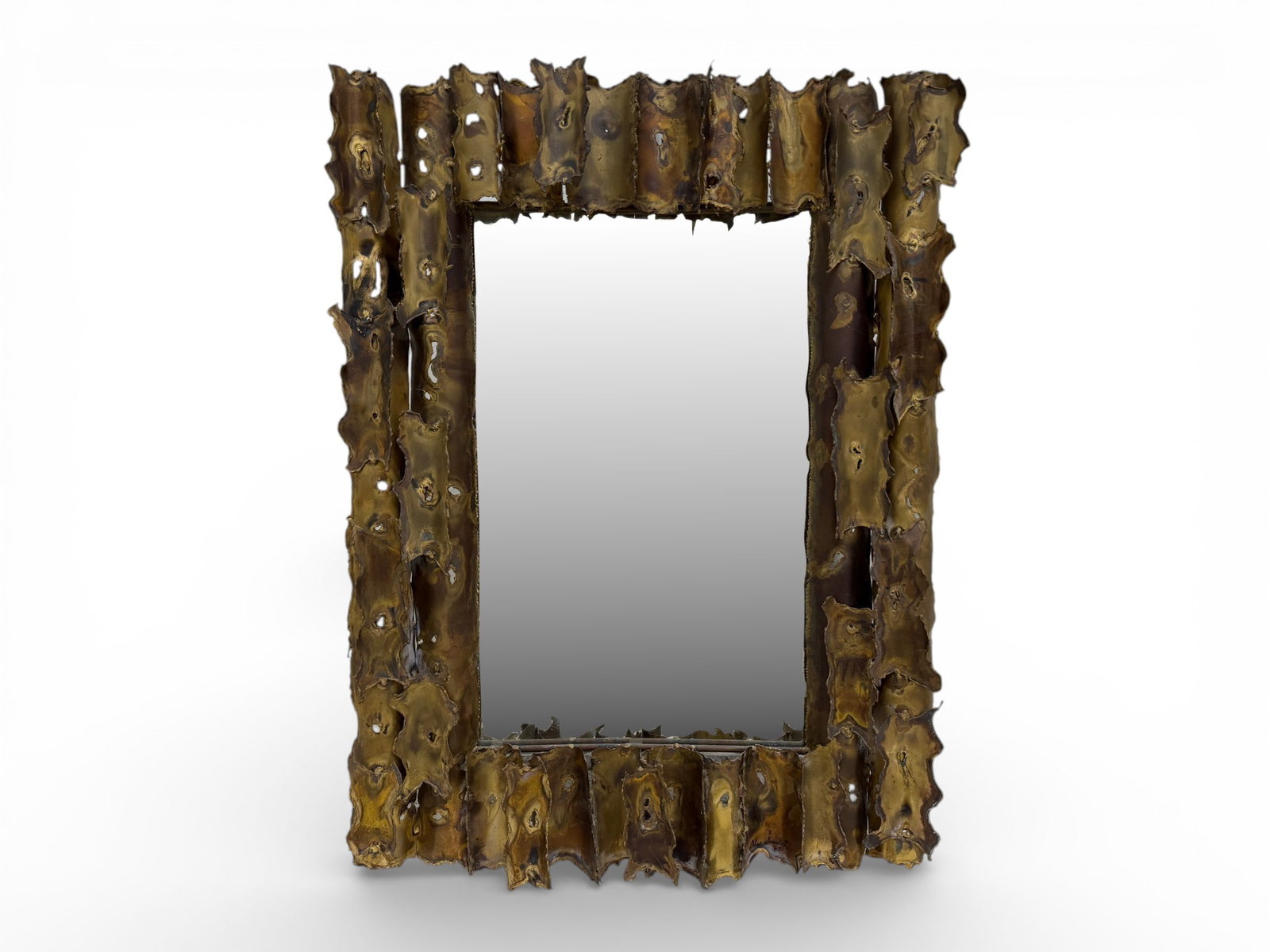 Silas Seandel Brutalist Torch-cut Brass Mirror (1 of 9)
