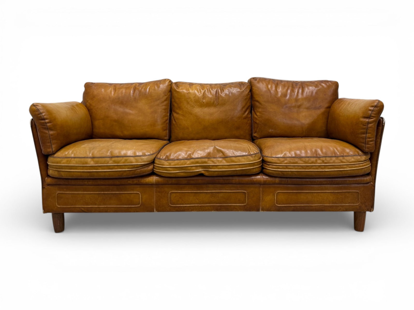 Roche Bobois Cognac Leather 3-Seat Sofa (1 of 13)