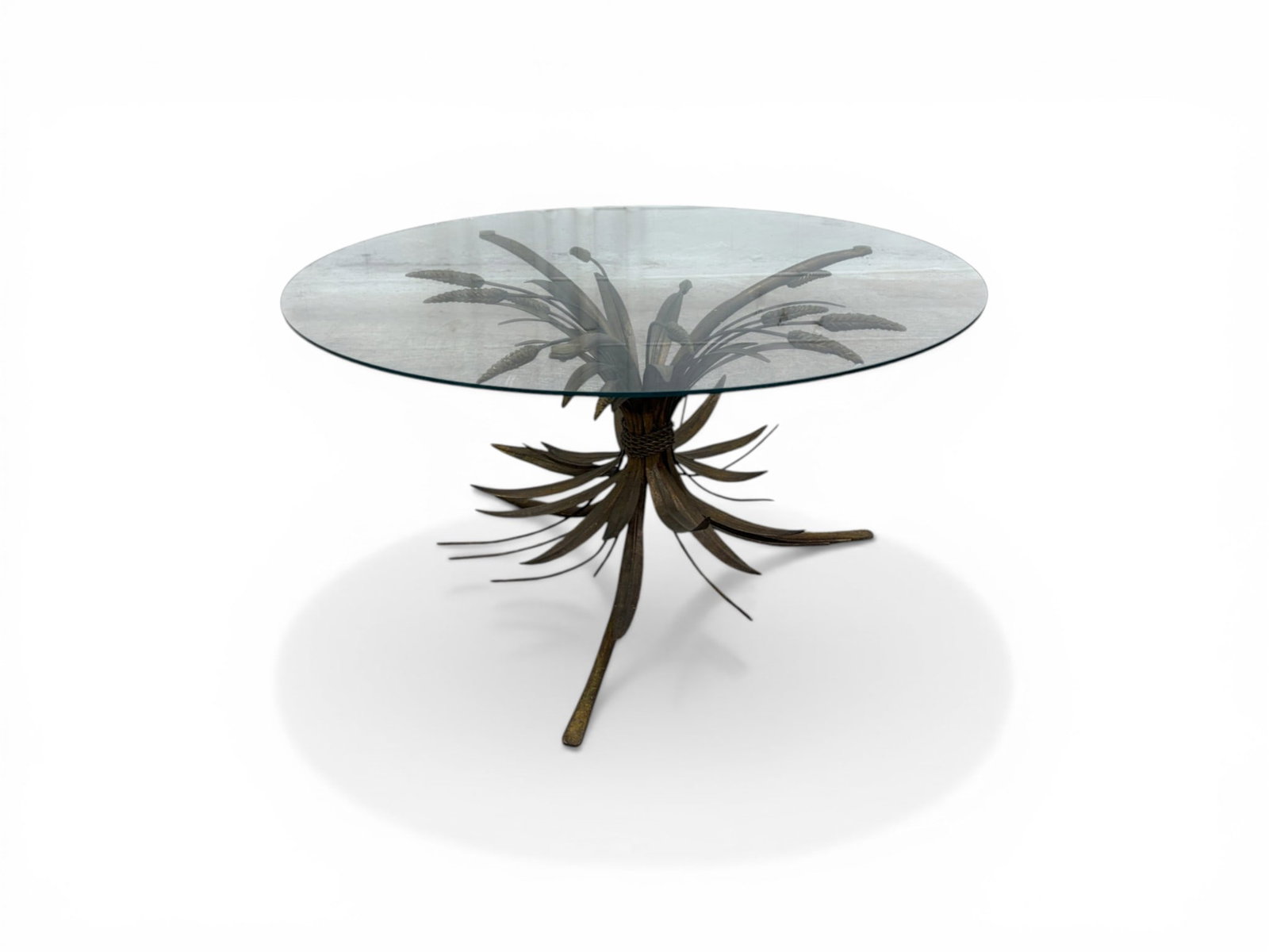 Italian Gilt Metal & Glass Wheat Table (1 of 11)
