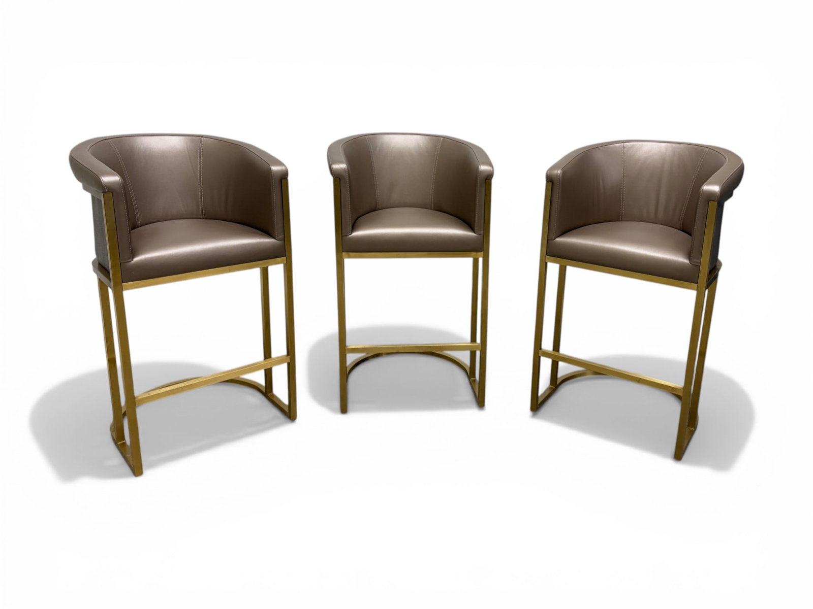 Set of 3 Dorya Faux Shagreen & Brass Stools (1 of 13)