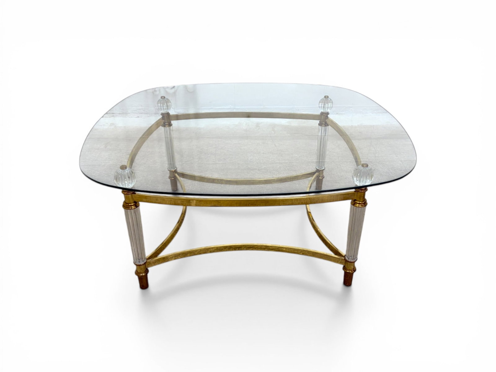 Hollywood Regency Style Brass & Glass Coffee Table (1 of 8)