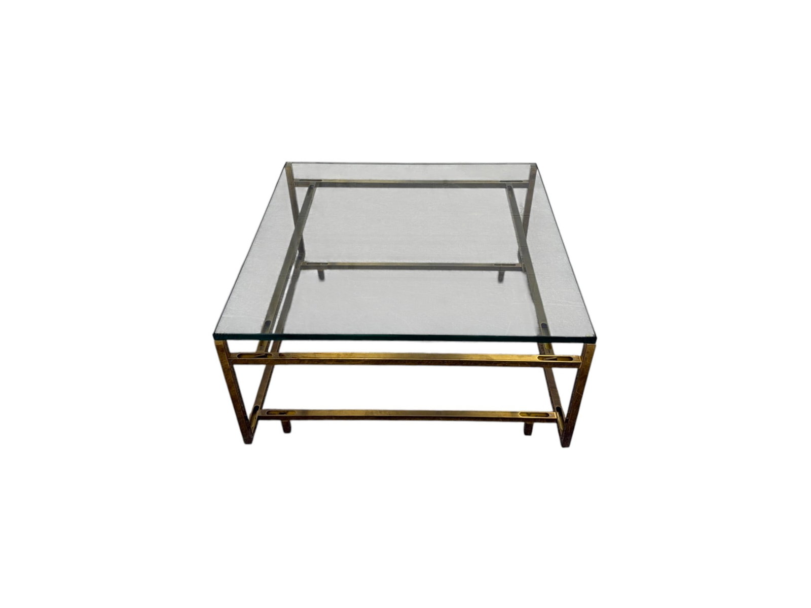 Floating Glass Top Brass Coffee Table (1 of 11)