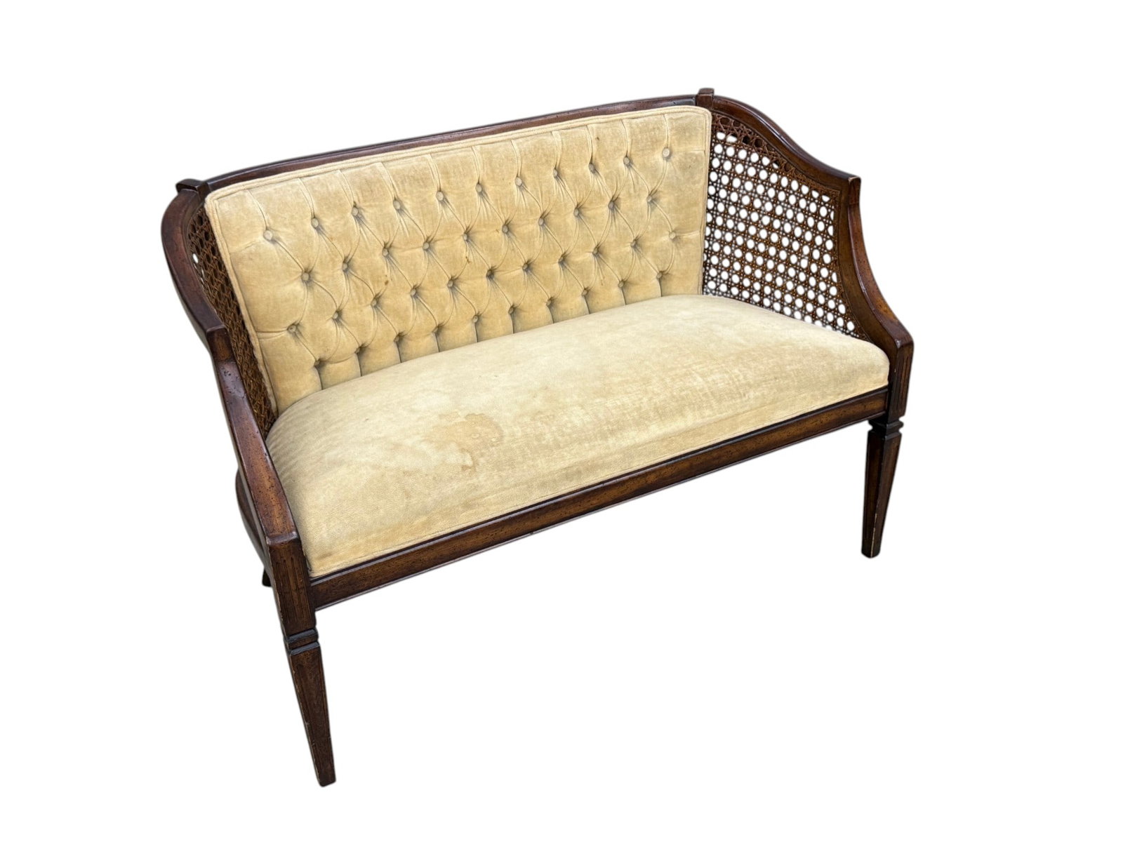 Vintage Caned Love Seat Bench (1 of 11)