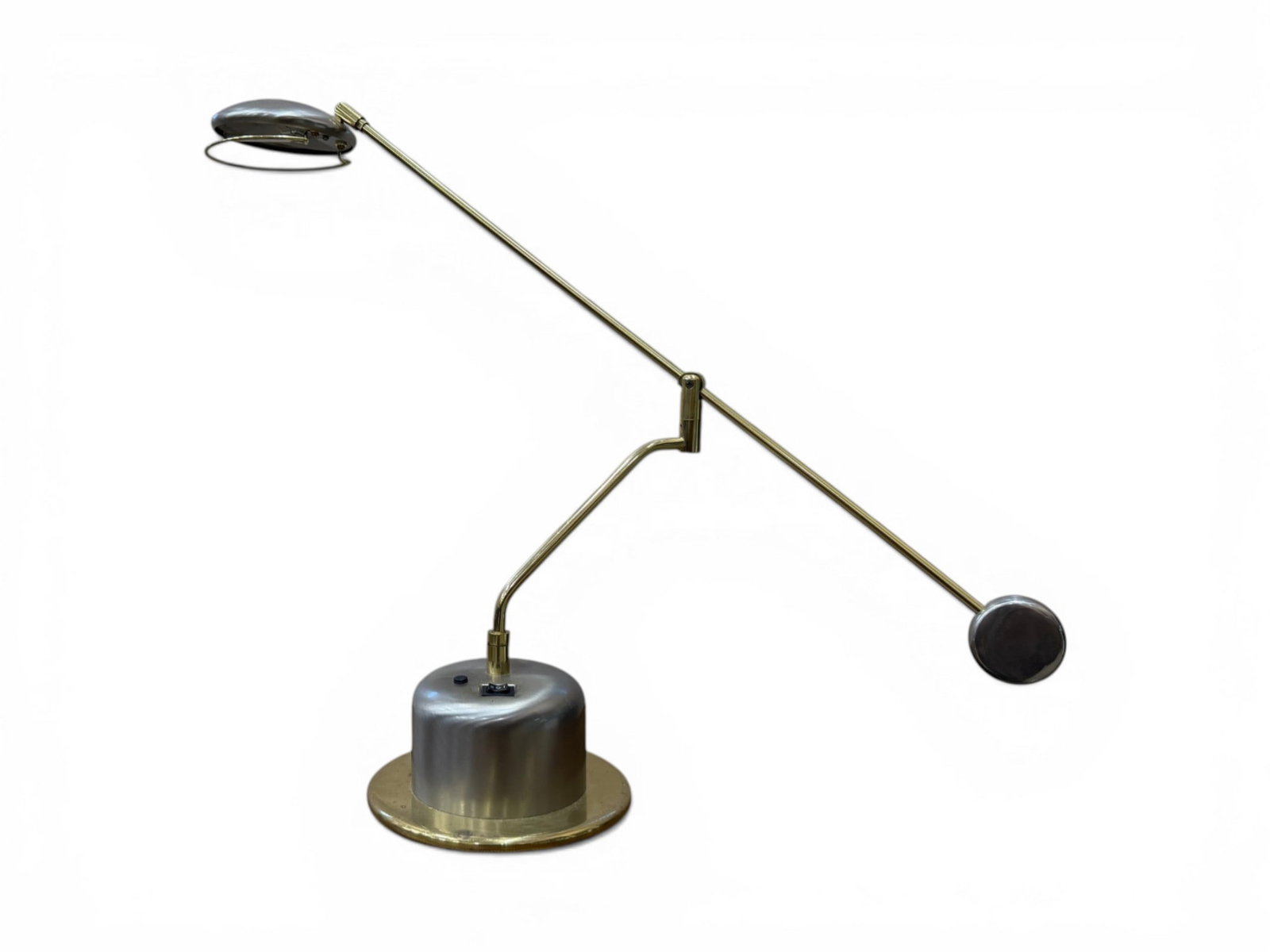 Articulating Swing-Arm Brass & Nickel Desk Lamp (1 of 9)