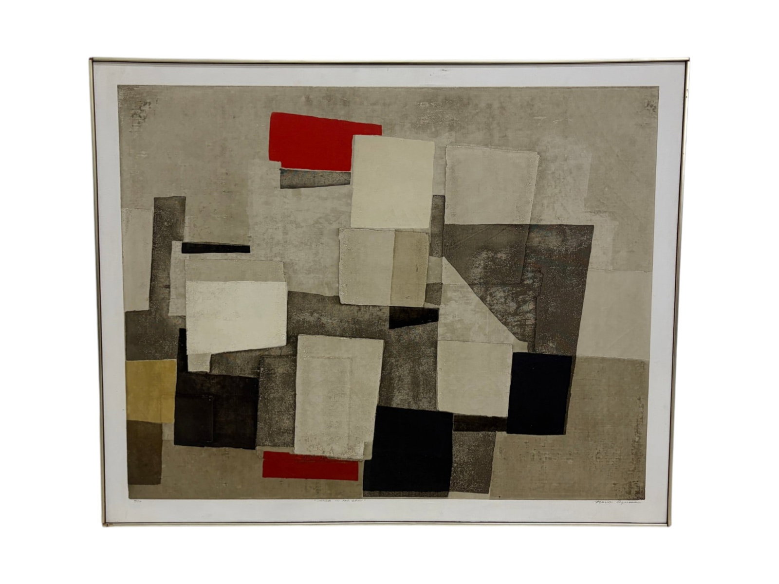 Norio Azuma Serigraph Image in the Gray: Norio Azuma (Japanese, 1928-2004). Serigraph on canvas, Image in the Gray. Signed, titled, and numbered 4/10 in pencil in the lower margin. Dimensions: H:40.75" W:50.75" D:1.5", sight size 40" x 50"