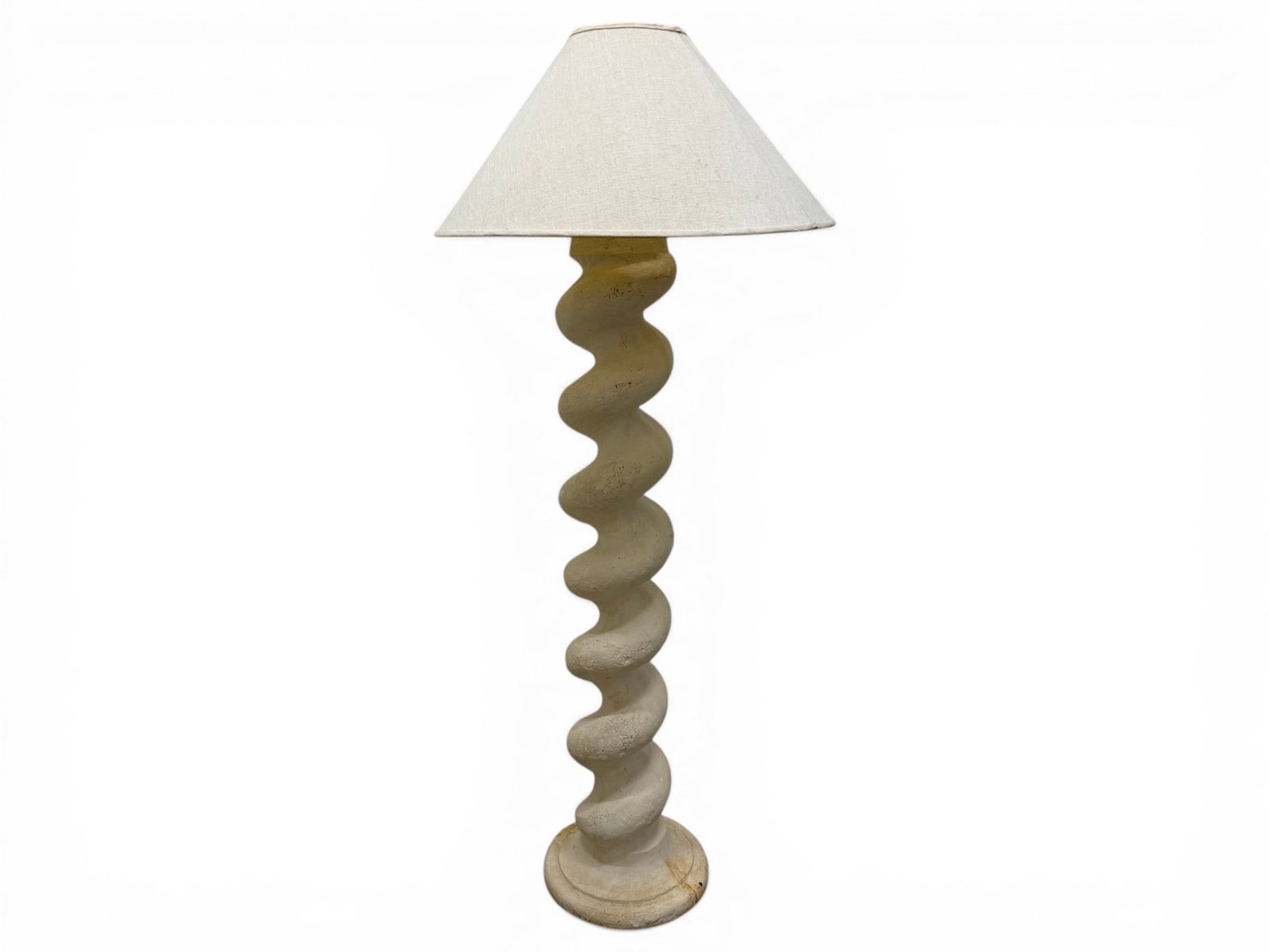 Michael Taylor Plaster Spiral Column Floor Lamp: A Michael Taylor Plaster Spiral Column Floor Lamp Circa the 1970's. The noted designer, whose experimental practice was informed by his native San Francisco, pioneered the ’80s style we know today a