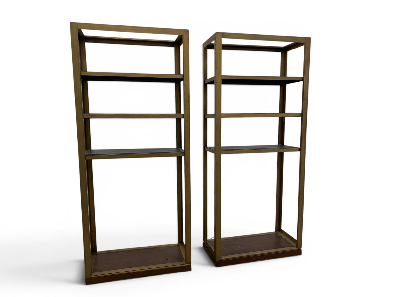Pair Brass & Leather Etageres (1 of 11)
