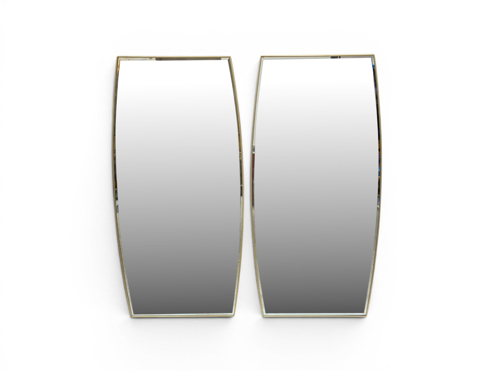Pair of Modern Brass & Beveled Glass Mirrors (1 of 7)