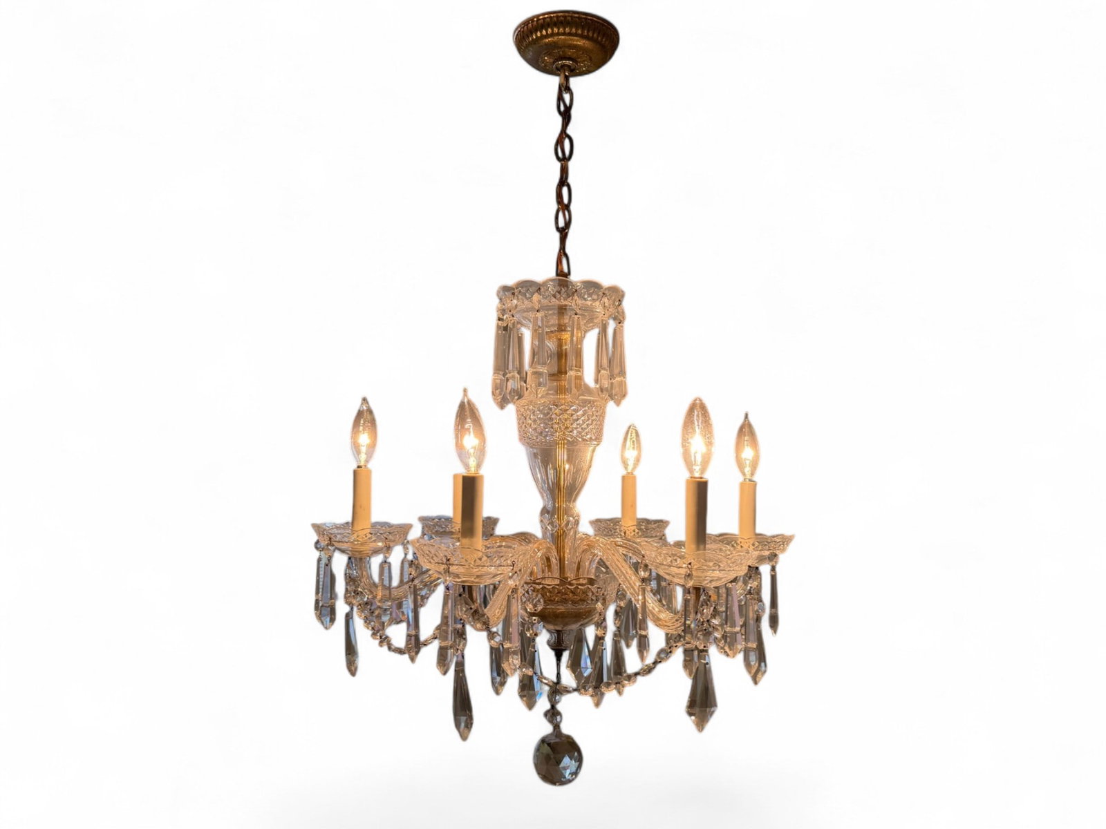 Antique French Louis Style Crystal Chandelier: An Antique French Louis Style Crystal Chandelier. Includes extra replacement crystals. Dimensions: H:32" W:22.5" D:22.5"