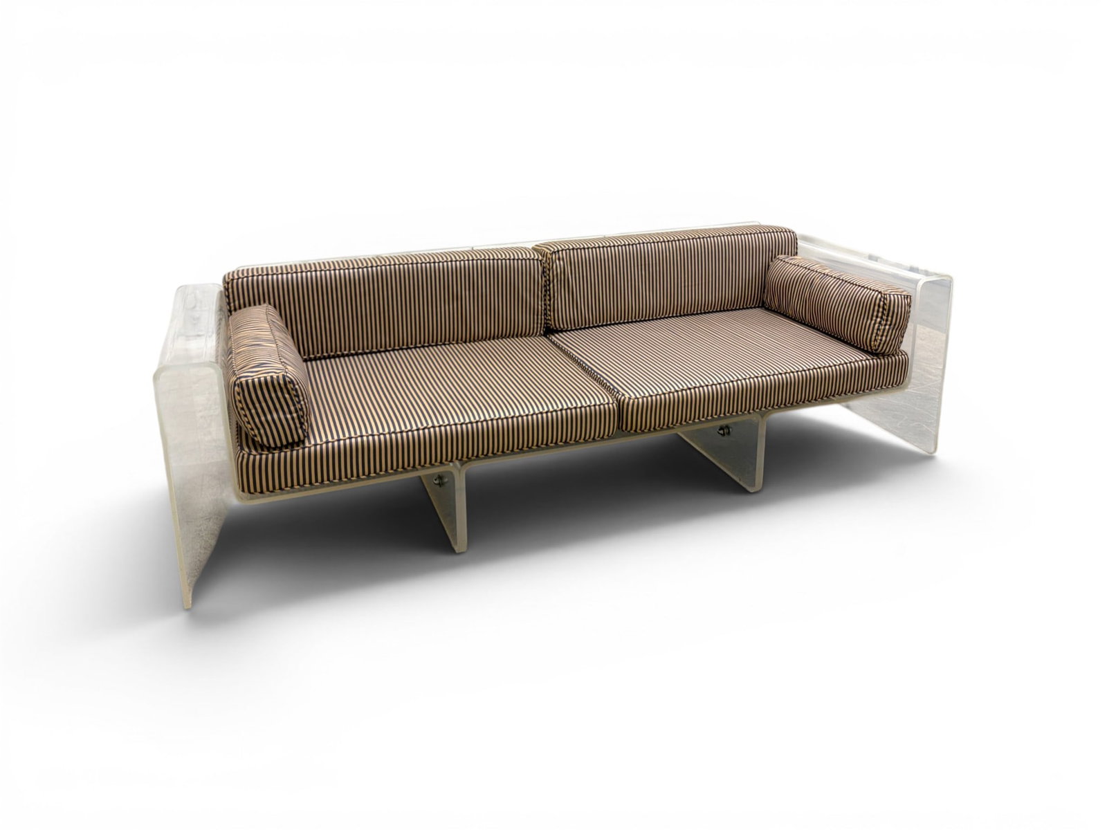 Attributed to Spiros Zakas Lucite Sofa: Attributed to Spiros Zakas, lucite sofa. Unsigned. Dimensions: H: 25" W: 83.5" D: 30"