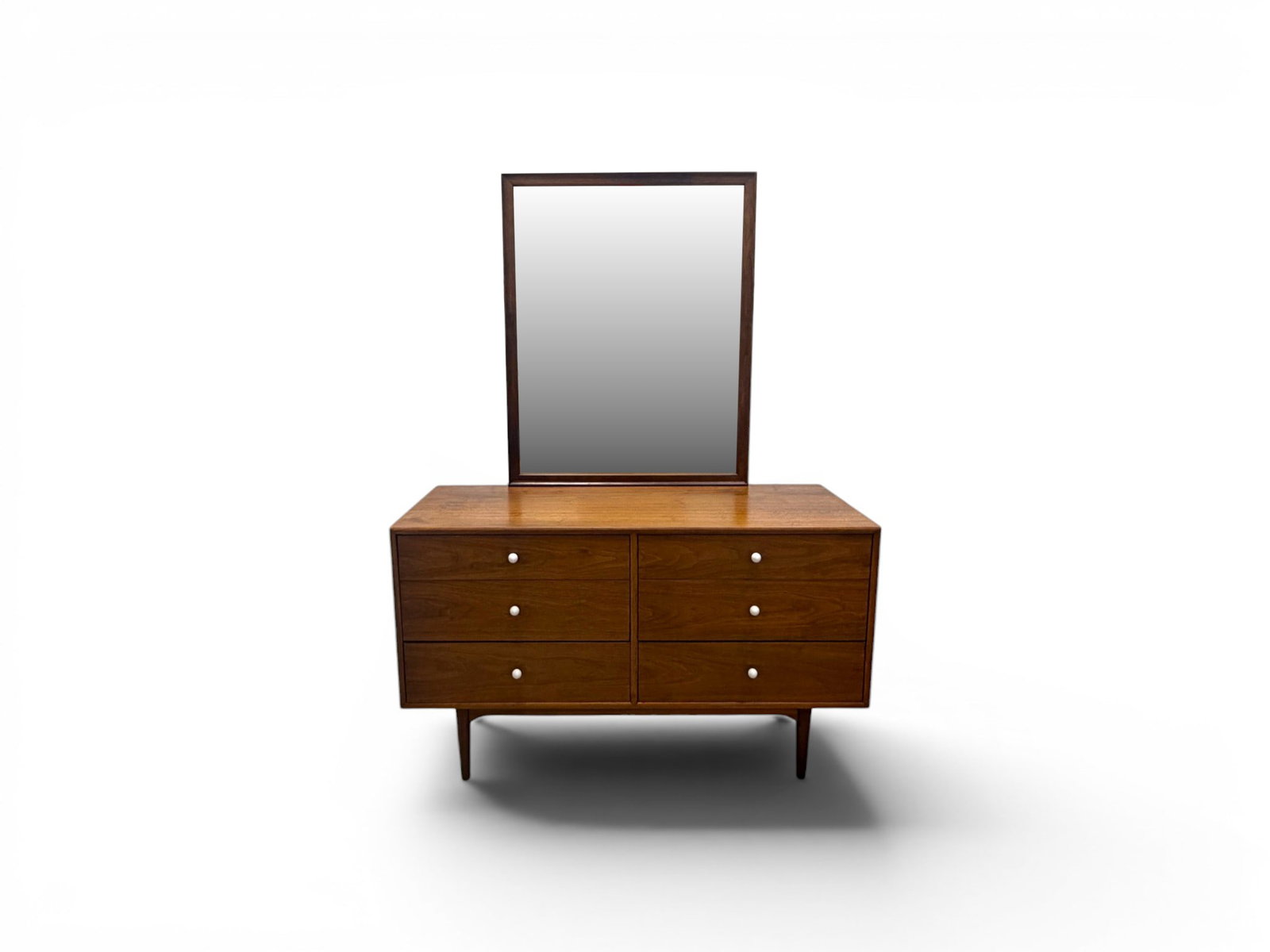 Kipp Stewart Drexel Declaration Dresser & Mirror: Kipp Stewart for Drexel, Declaration six drawer dresser. With mirror. Dresser dimensions: H: 31.25" W: 52.75" D: 20" Mirror dimensions: H: 40.75 W: 32.5" D: 1.25"