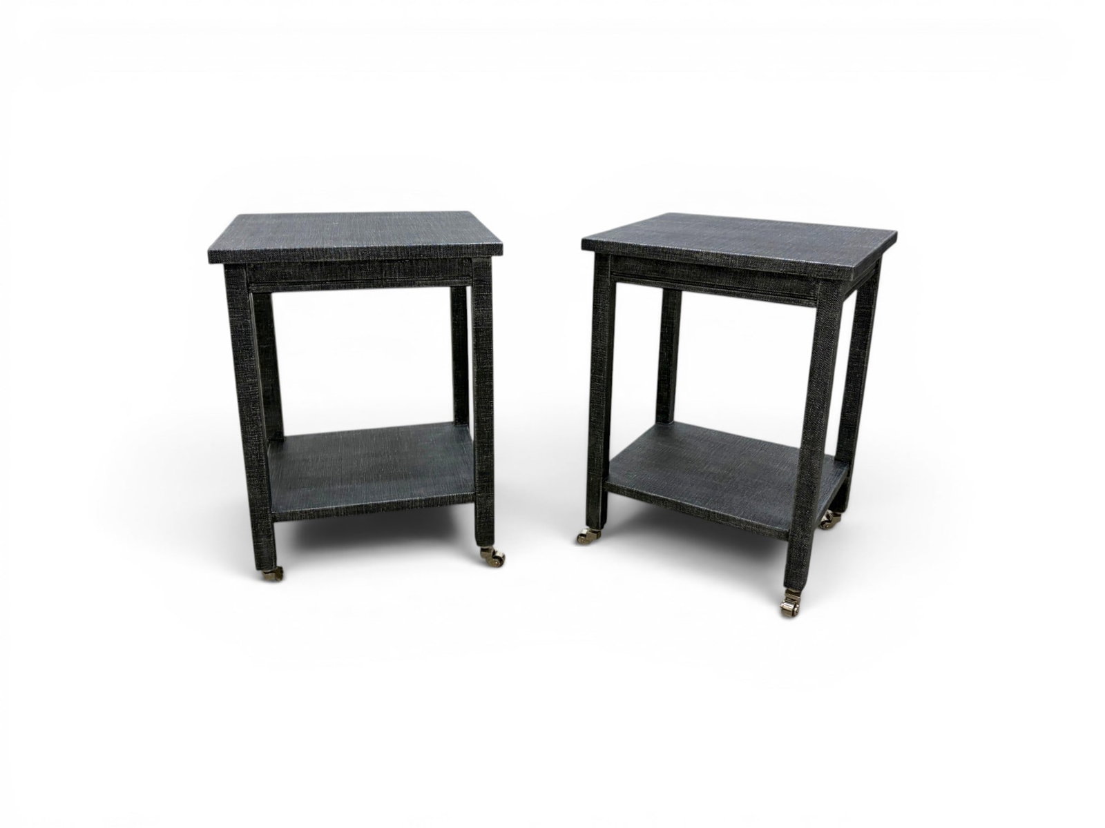 Pair of Karl Springer Style Linen Telephone Tables (1 of 11)