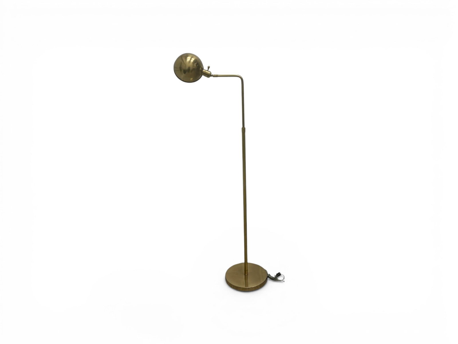 George Hansen Style Brass Floor Lamp: Brass adjustable floor lamp, in the style of George Hansen for Metalarte. Unsigned. Dimensions at tallest height as photographed: H: 51.5" W: 20.75" D: 10"