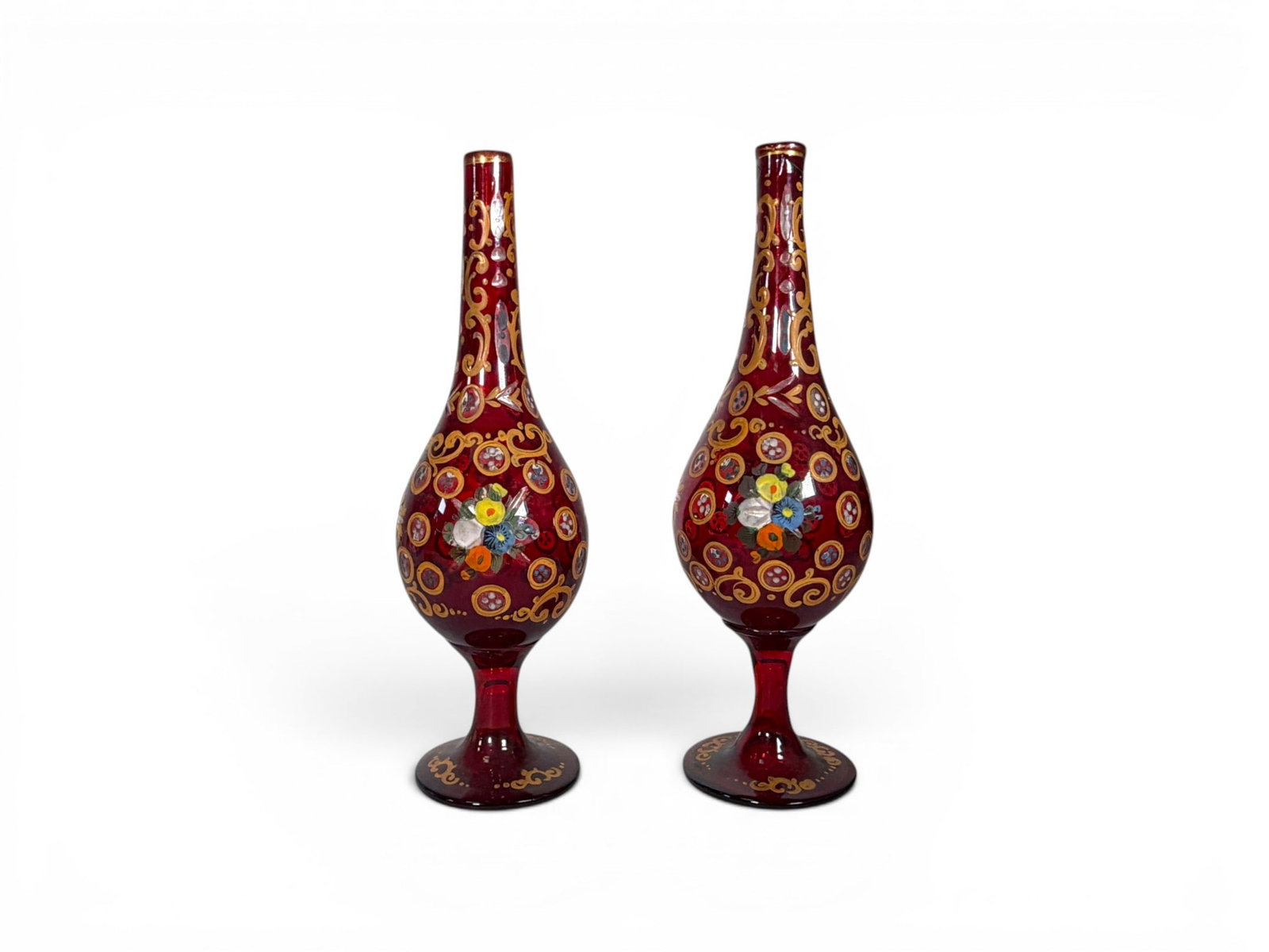 Pair Bohemian Style Ruby Glass Vases (1 of 5)