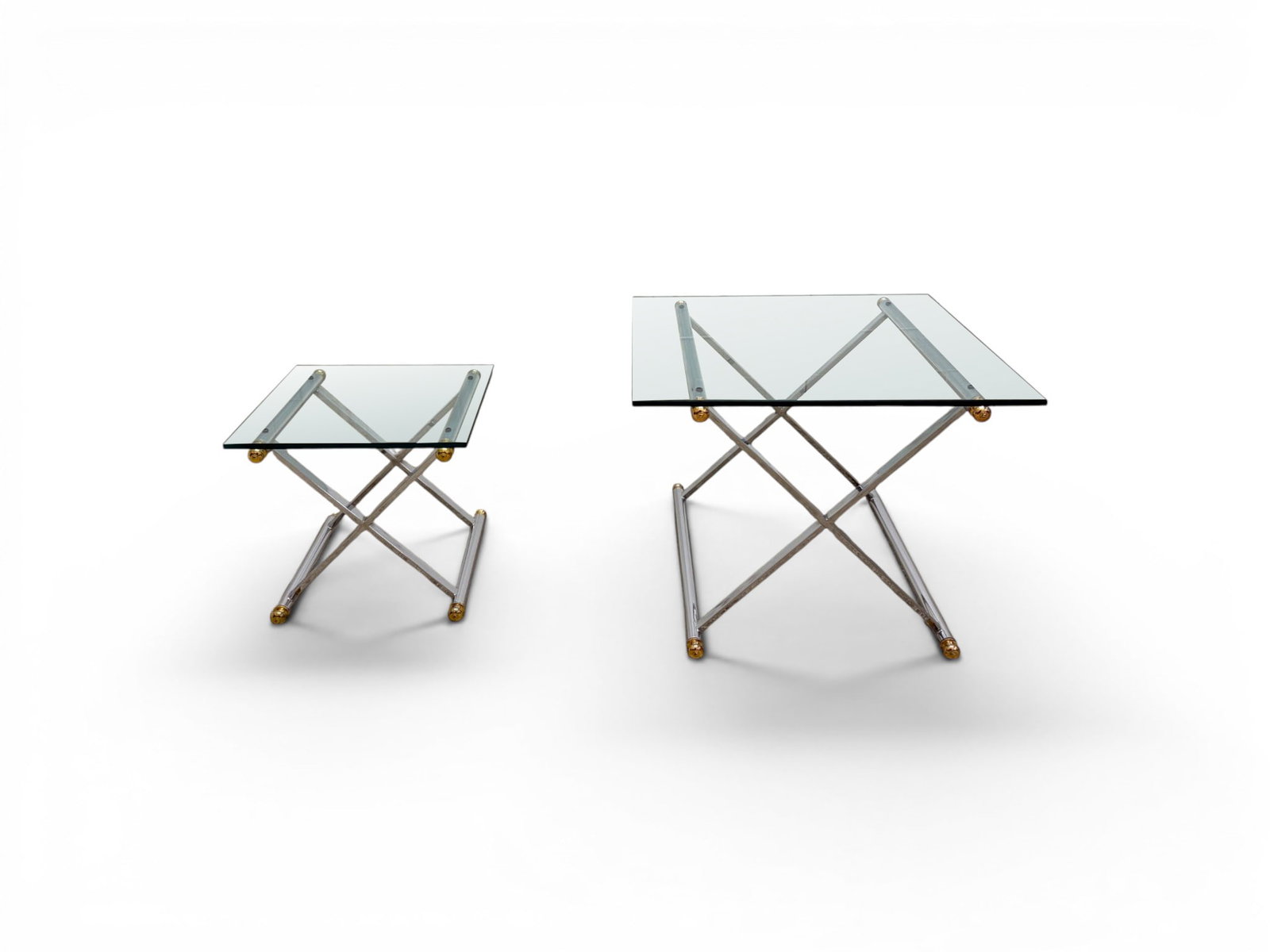 2 Chrome, Brass & Glass X Base Side Tables (1 of 18)