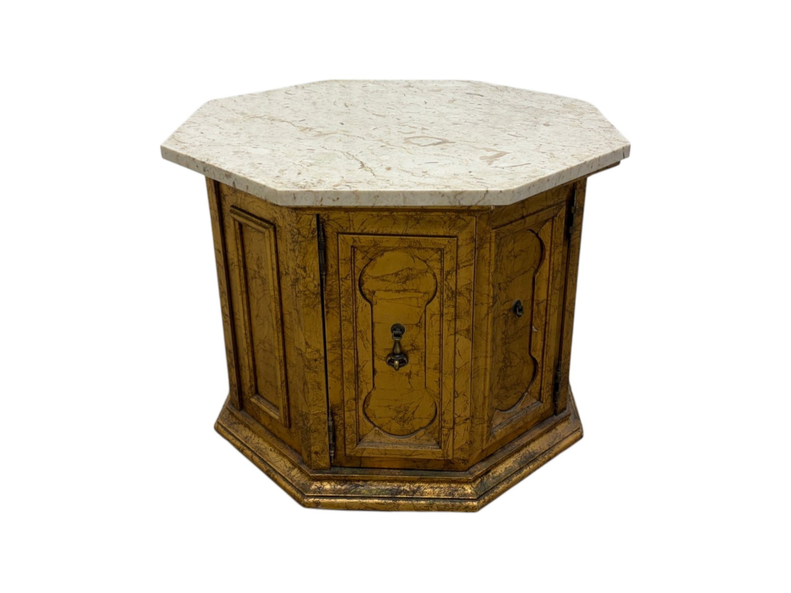 Octagonal Table with Travertine Top - 2