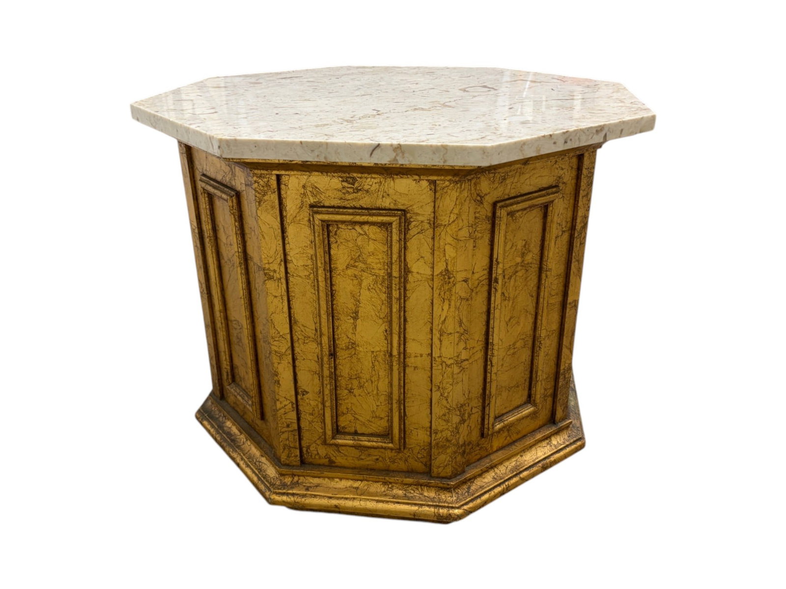 Octagonal Table with Travertine Top - 4