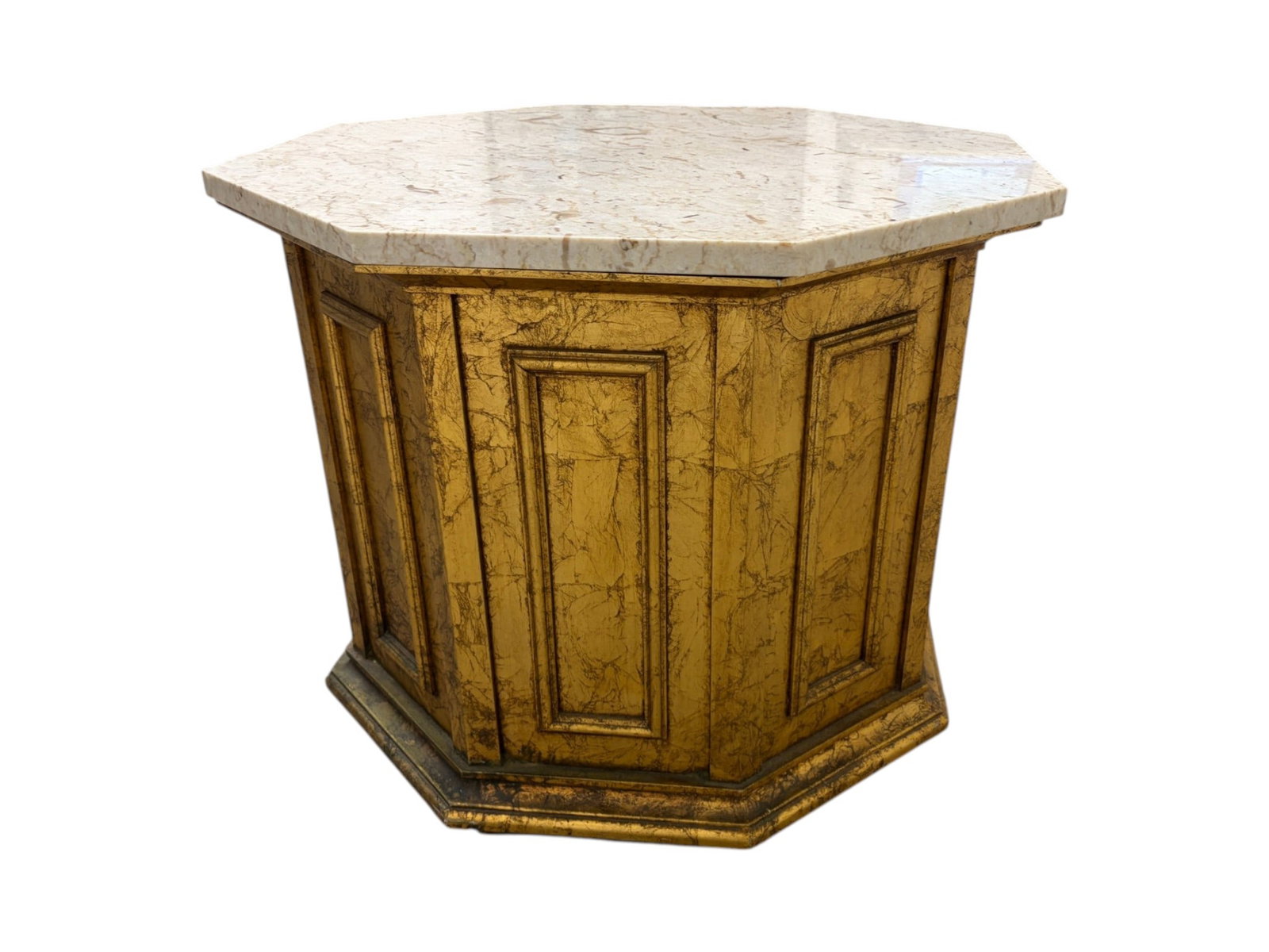Octagonal Table with Travertine Top - 5