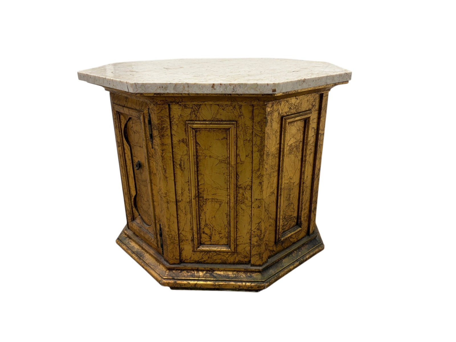 Octagonal Table with Travertine Top - 6