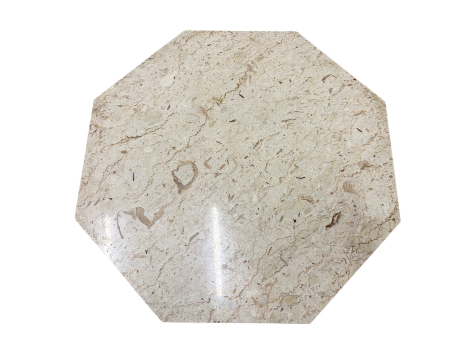Octagonal Table with Travertine Top - 7