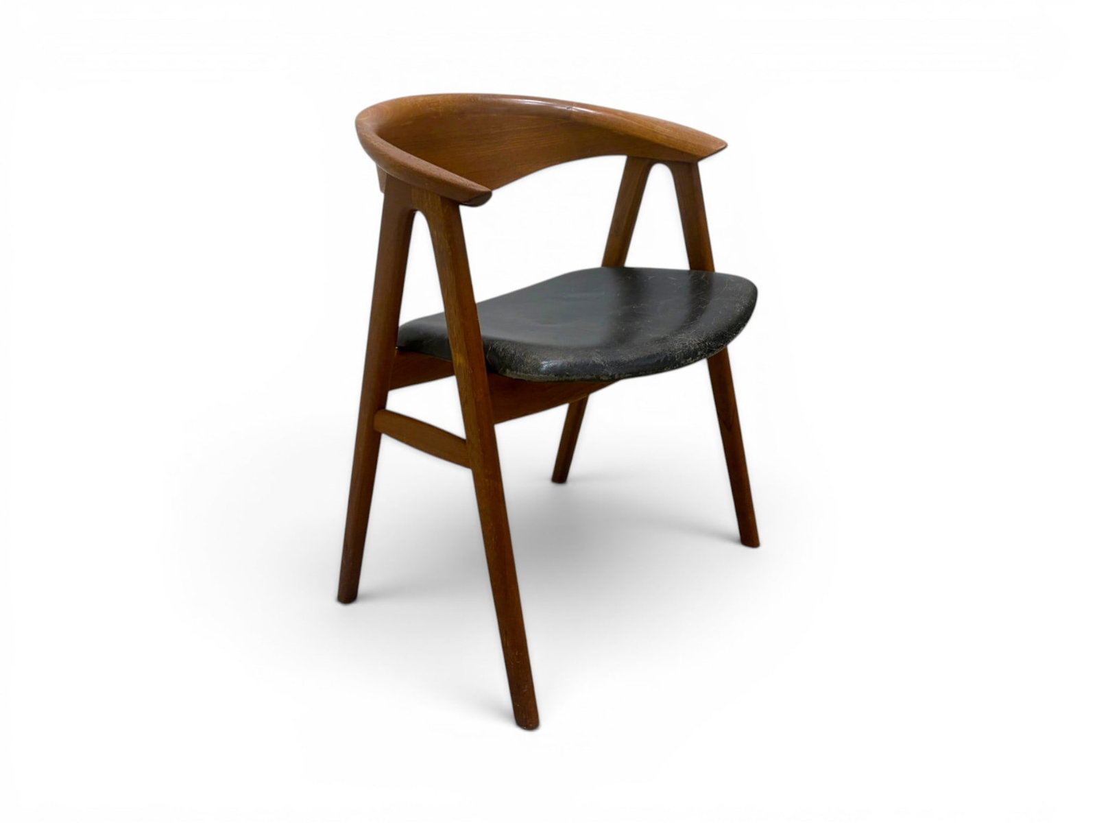 Erik Kirkegaard for Dux Model 52 Compass Armchair: Erik Kirkegaard for Dux, Compass Model 52 armchair. Teak with vinyl seat. Stamped 52 on the underside, otherwise unmarked. Dimensions: H: 49" W: 22.5" D: 20", seat height 18.25"