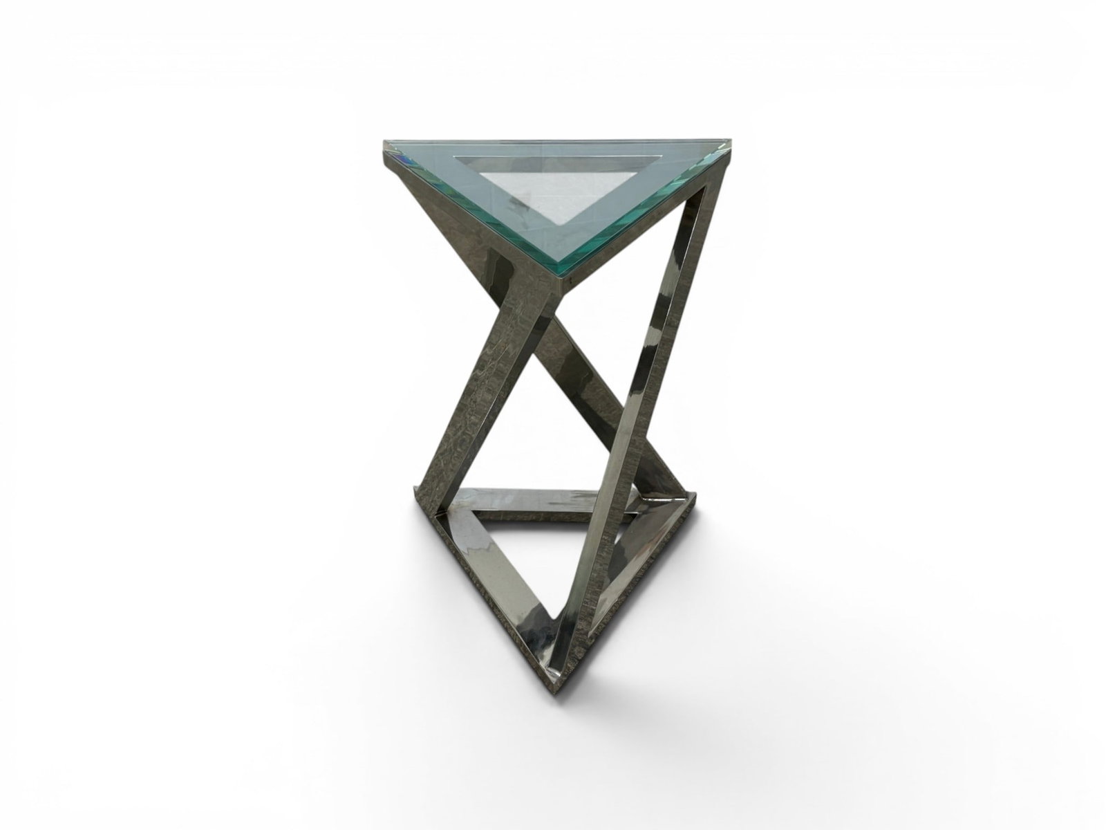 DIA Brutalist Style Chrome & Glass Side Table (1 of 6)