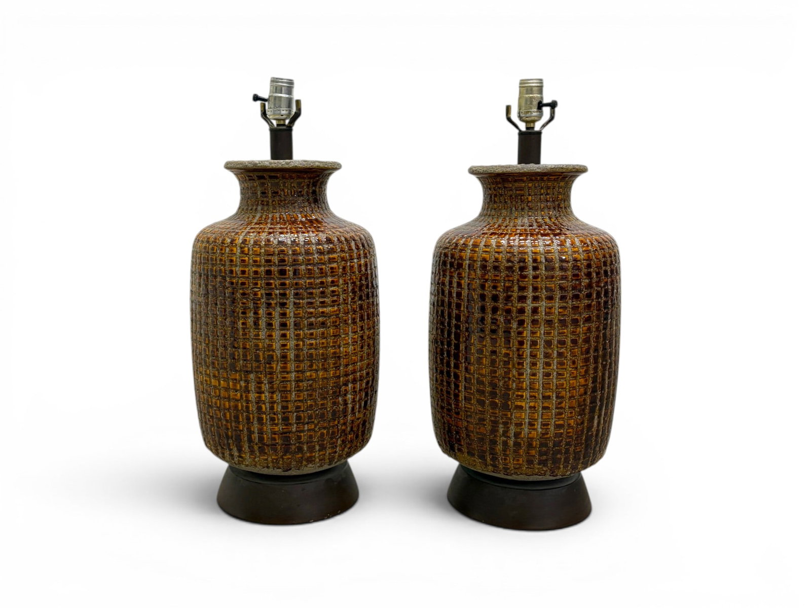 Pair of Mid-Century Pottery Mosaic Lamps (1 of 7)