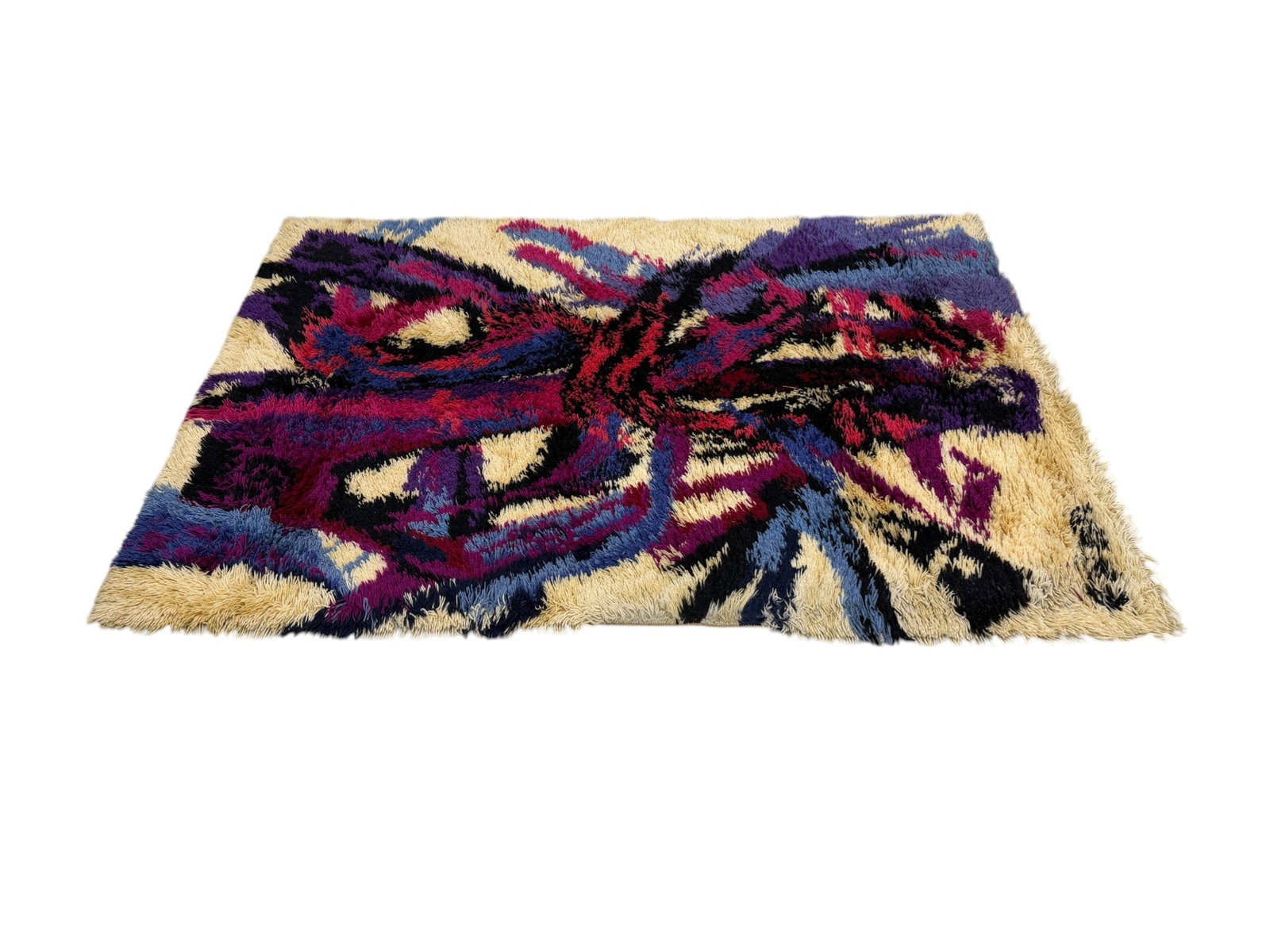 Hayim & Co. 'Tempest' Magenta 100% Pure Wool Rug: A mid-century modern Hayim & Co. 'Tempest' Magenta 100% Pure Wool Rug. Hand woven in England. Dry Clean only. Dimensions: 4'6" x 6' 6" H:"