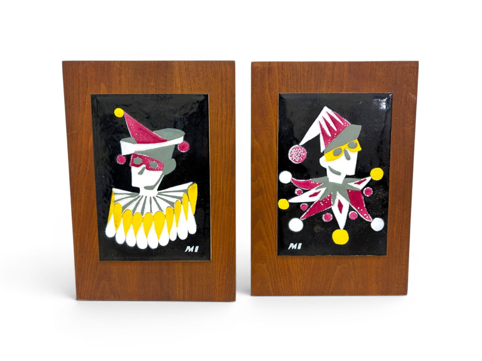 Pair of Porcelain Tile Plaques Pierrots (1 of 8)
