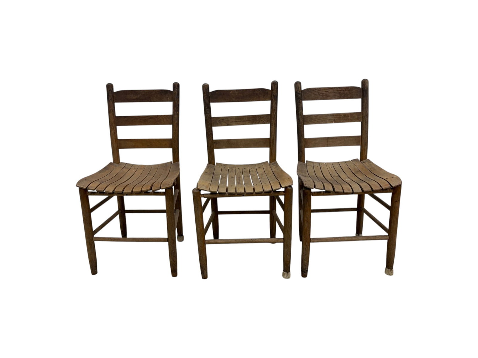 3 Primitive Ladderback Chairs - 2