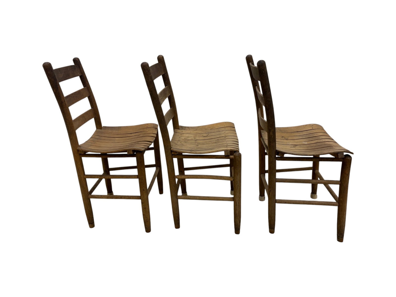 3 Primitive Ladderback Chairs - 4