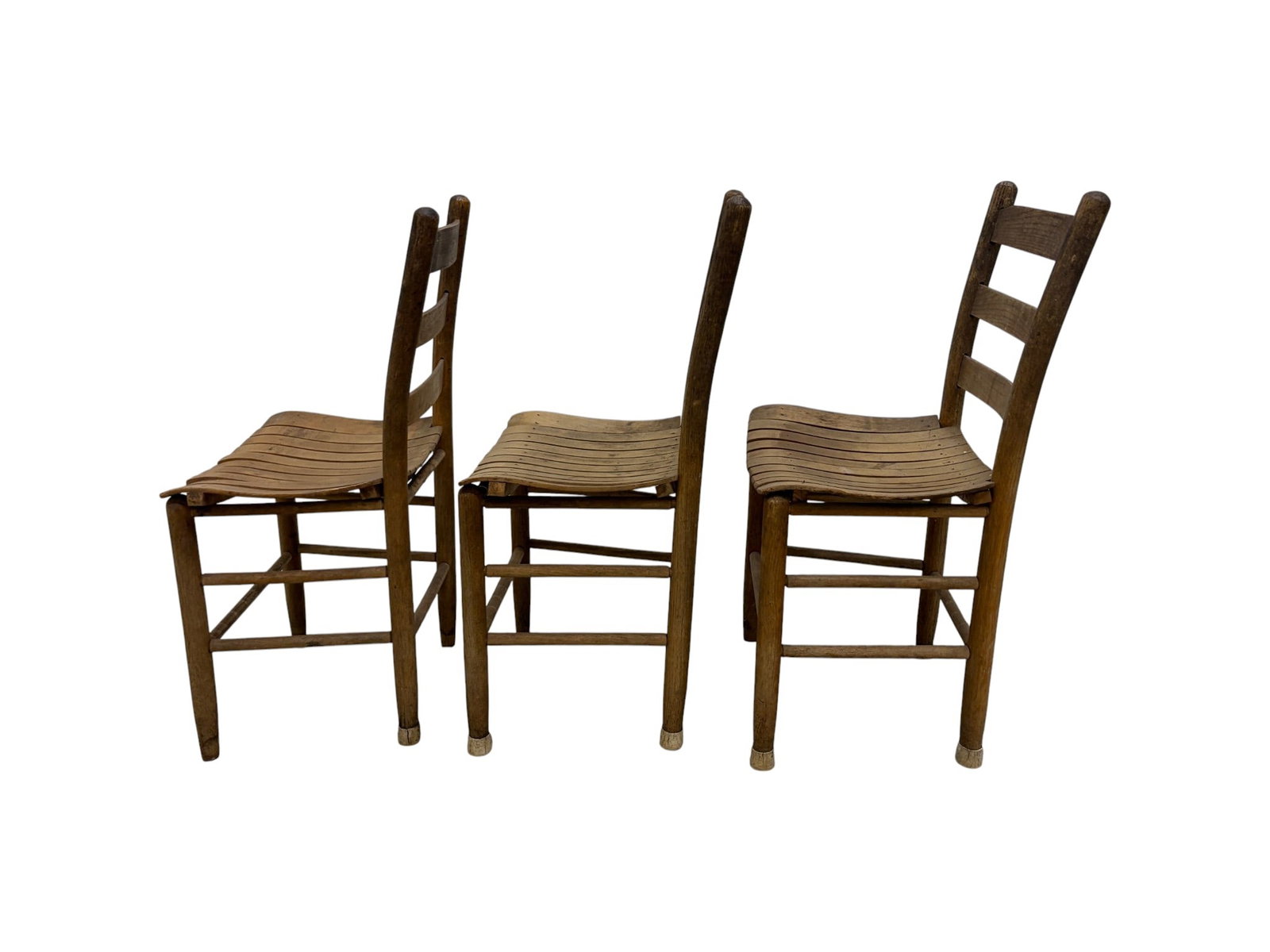 3 Primitive Ladderback Chairs - 6