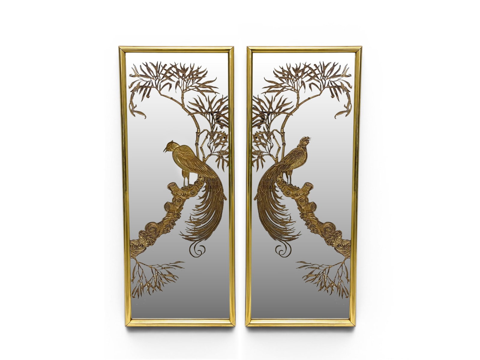 Pair Chinoiserie Mirrors With Pheasants (1 of 4)