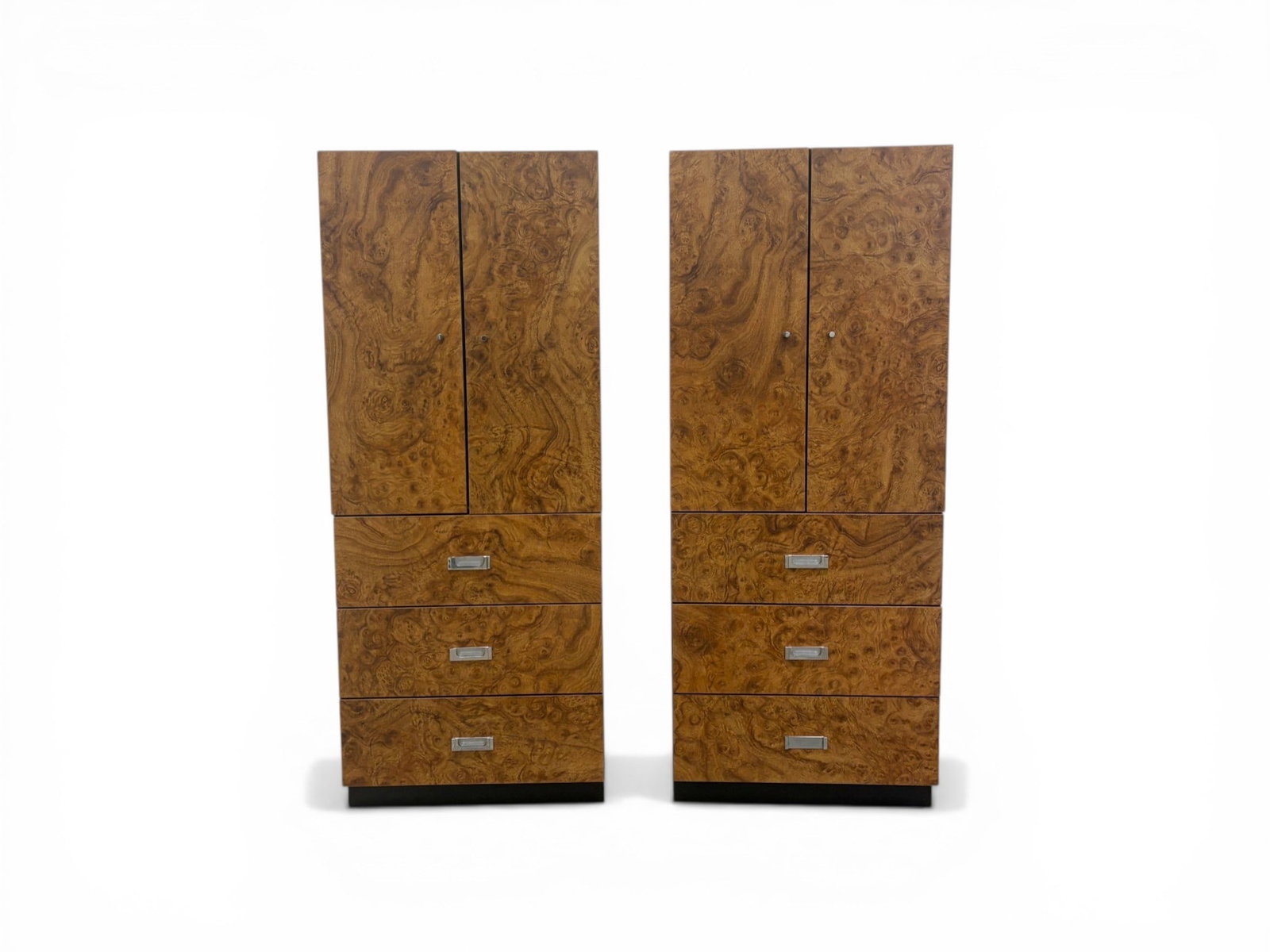 Pair Burl Laminate Veneer Cabinets (1 of 9)