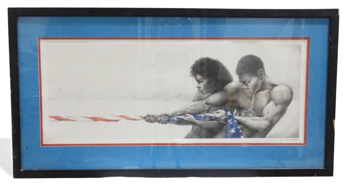 Signed Gilbert Young Print: A signed Gilbert Young print Dimensions: H:20" W:37" D:1"