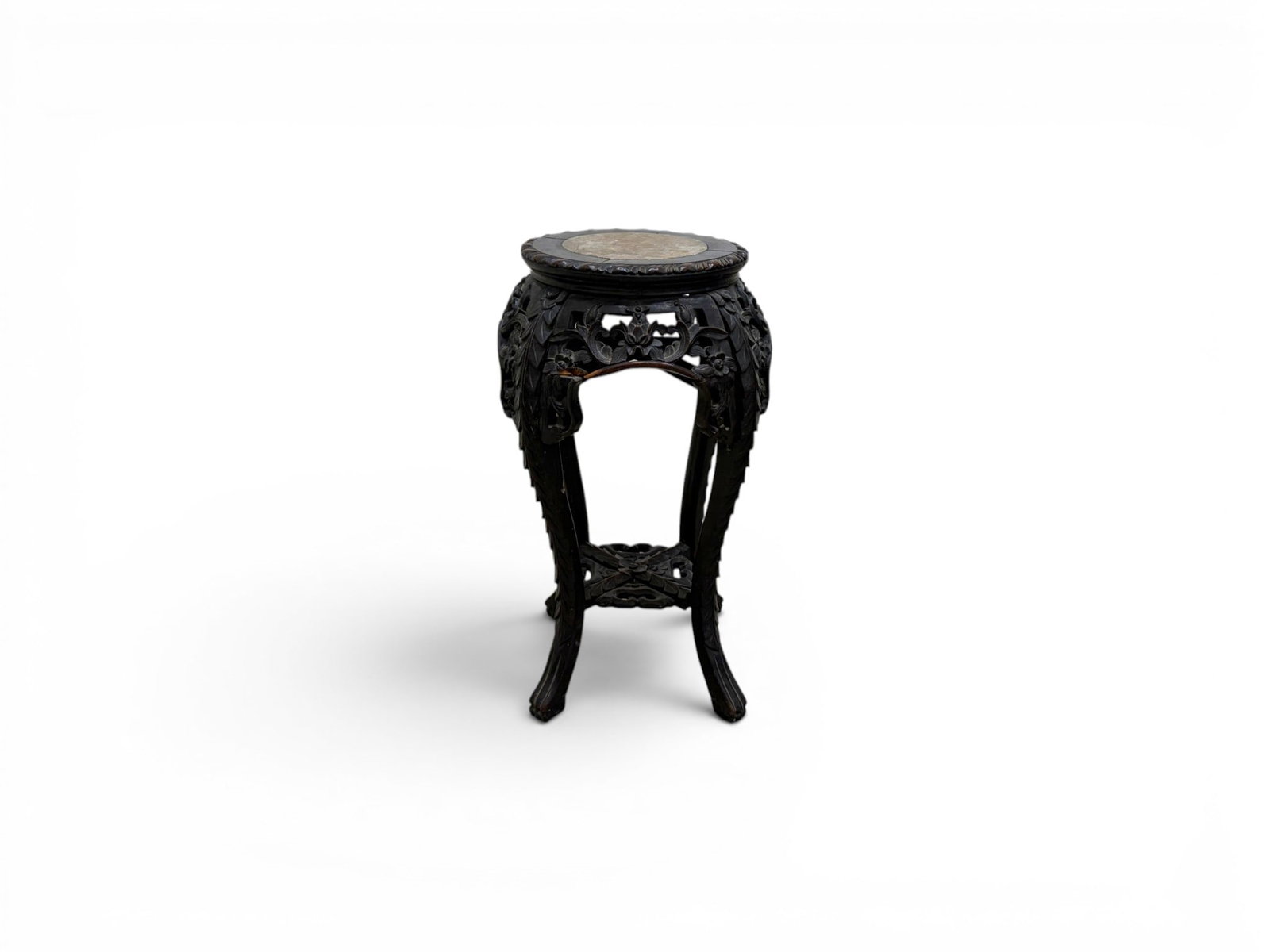 Carved Chinese Rosewood Marble Top Stand (1 of 11)