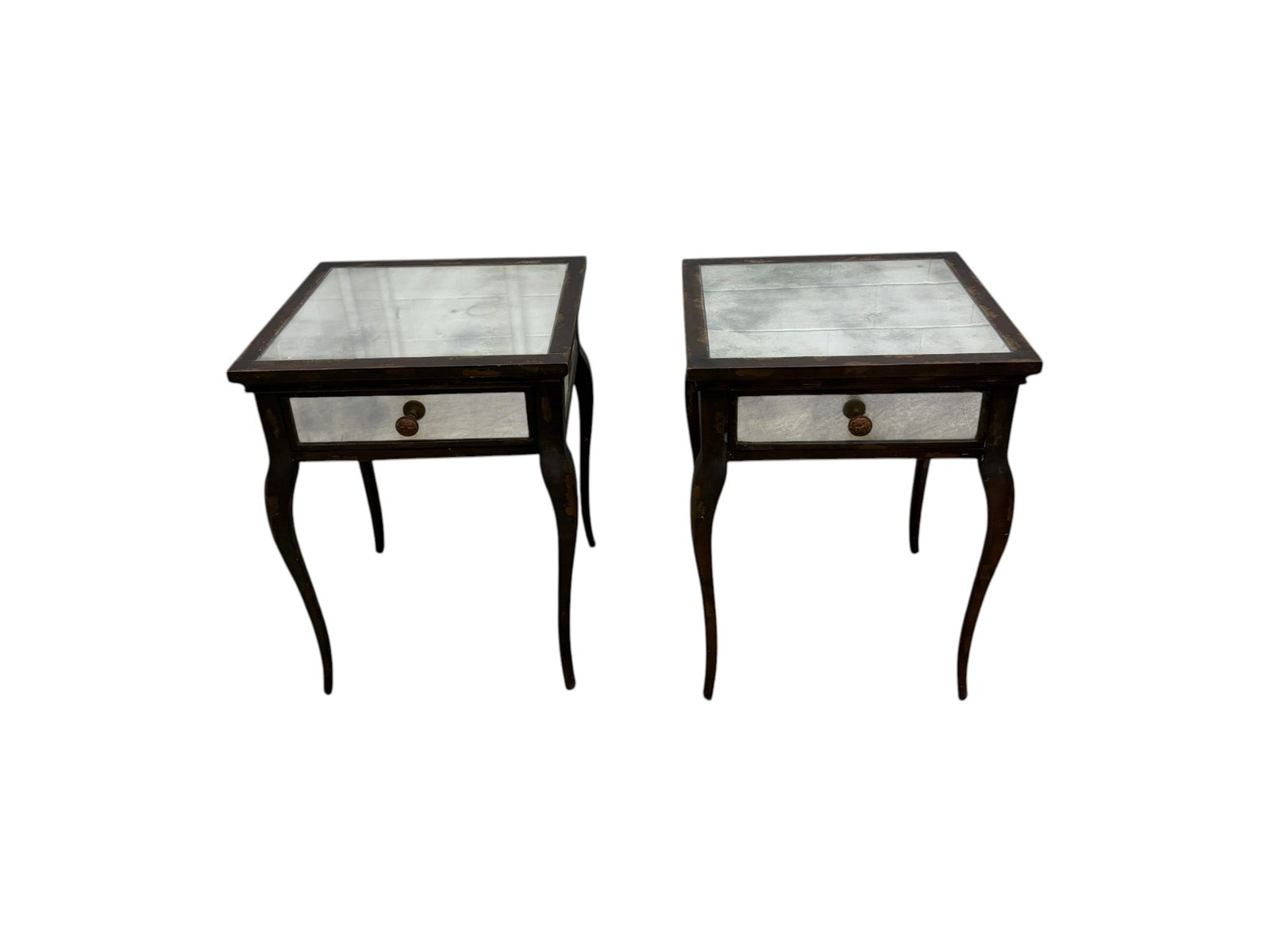 Pair Uttermost Mirrored Nightstands - 2